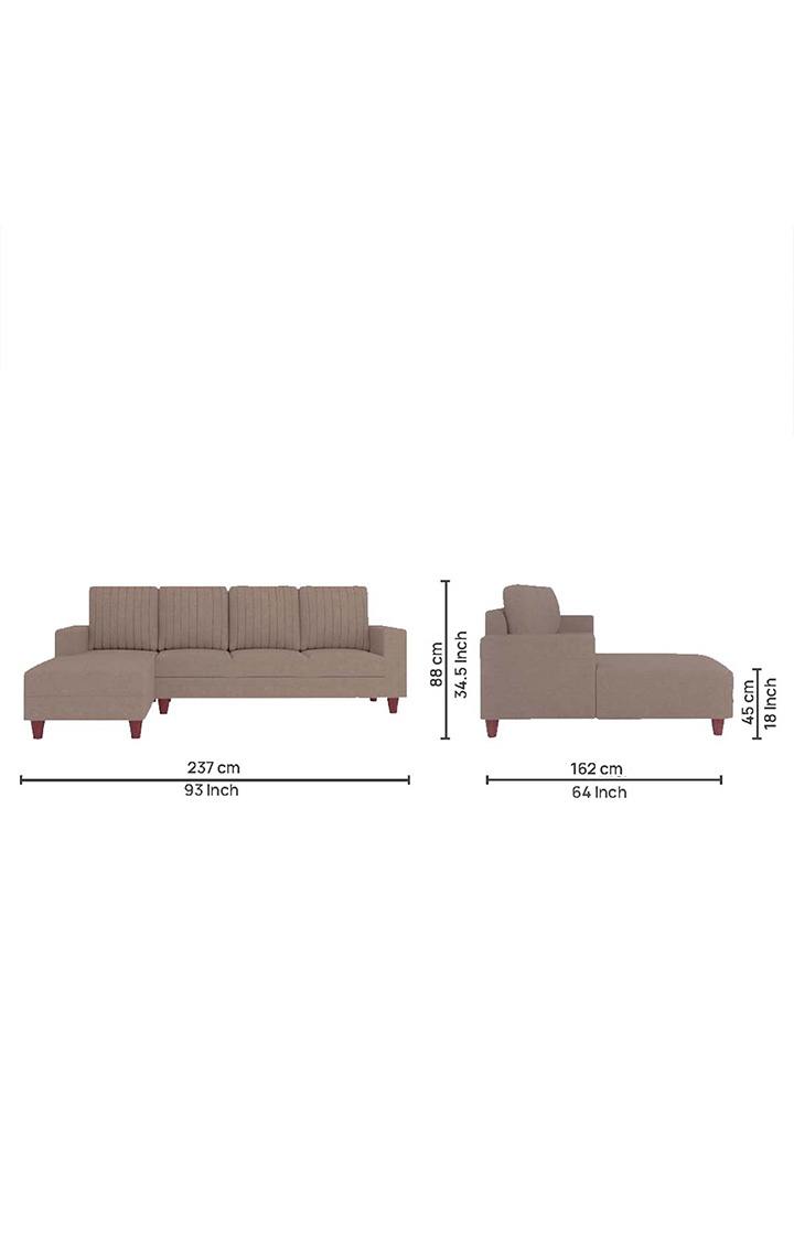 neudot Roman RHS Sectional Sofa for Living Room |6 Person Sofa|Premium Fabric with Cushioned Armrest | Solid Wood Frame|6 Seater in Desert Brown Color