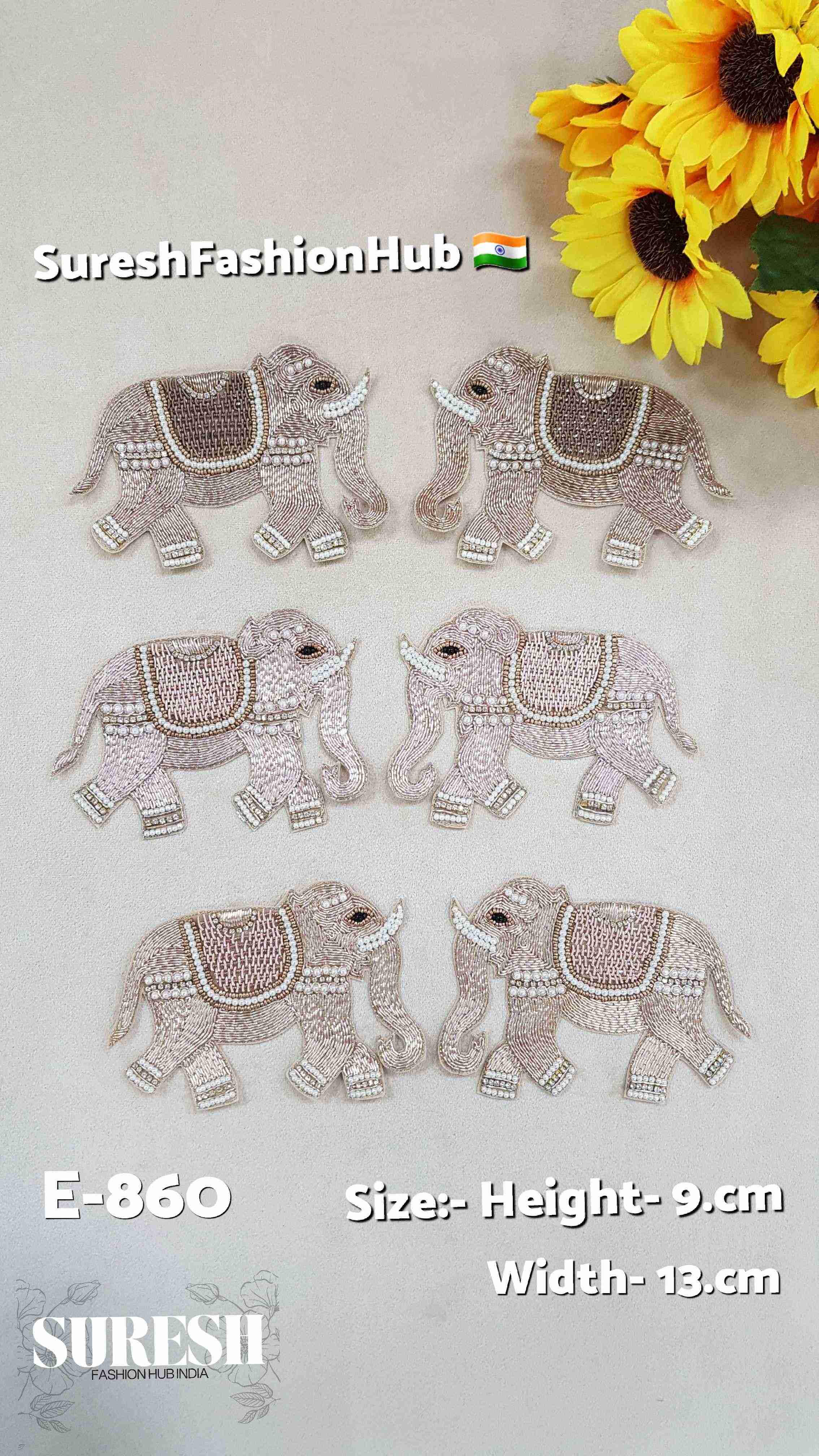 Rose Gold Right Facing Elephant Patch