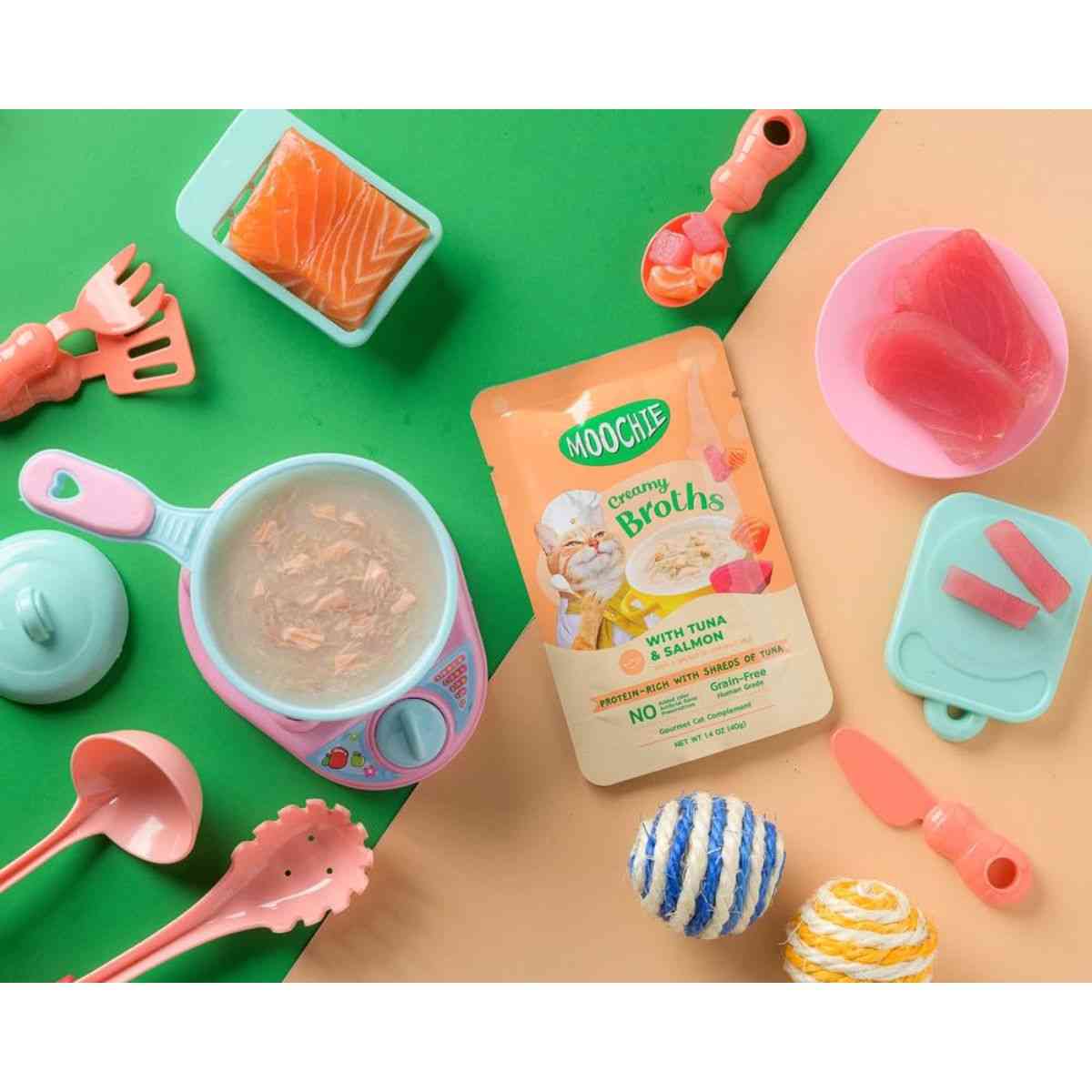 Moochie Creamy Broth With Tuna & Salmon Wet Cat Food - 40 gm