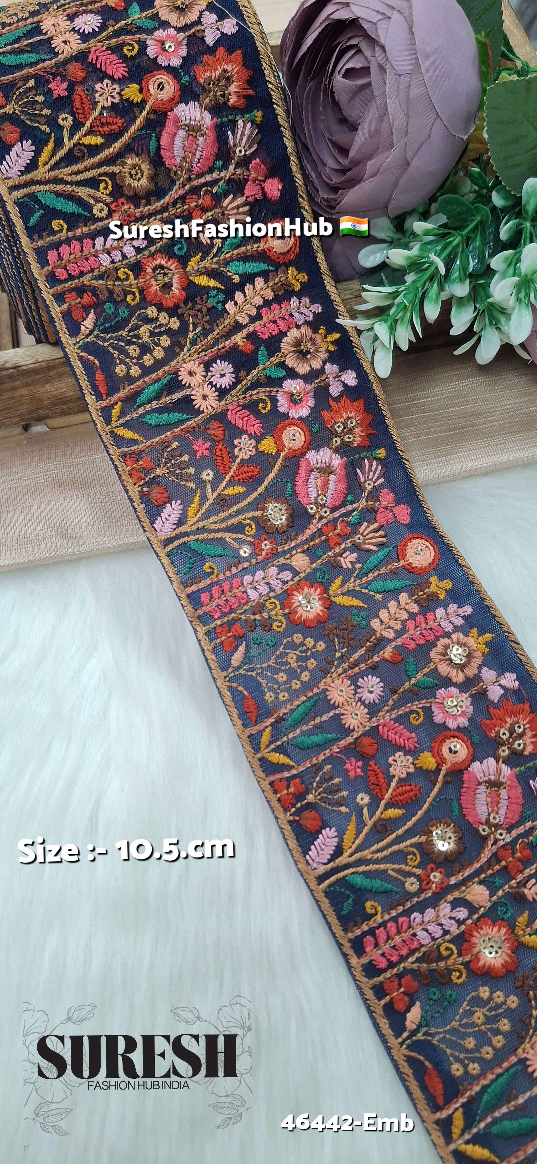  Royal Navy Floral Embroidery 
