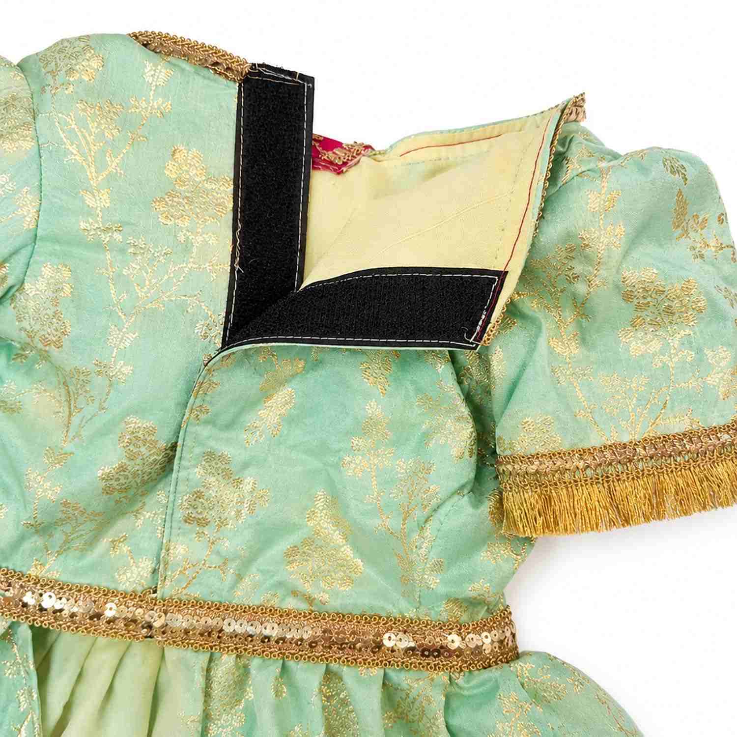 PawsIndia Traditional Heavy Brocade Zari Saree for Dogs - Ice Blue & Pink