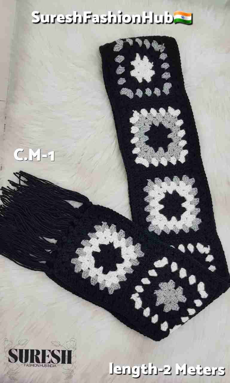Black Handmade Crochet Muffler – 2 Meter