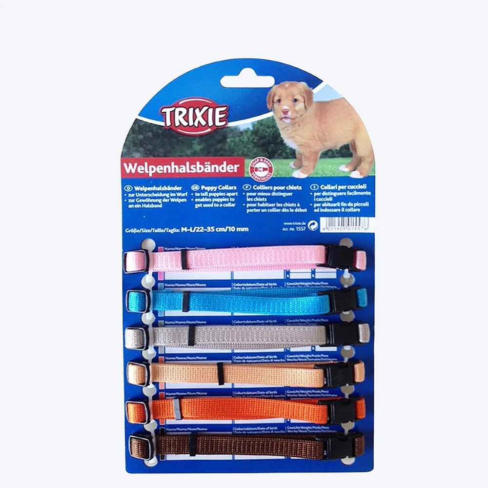 Trixie Set Of 6 Puppy Collars Light Colours