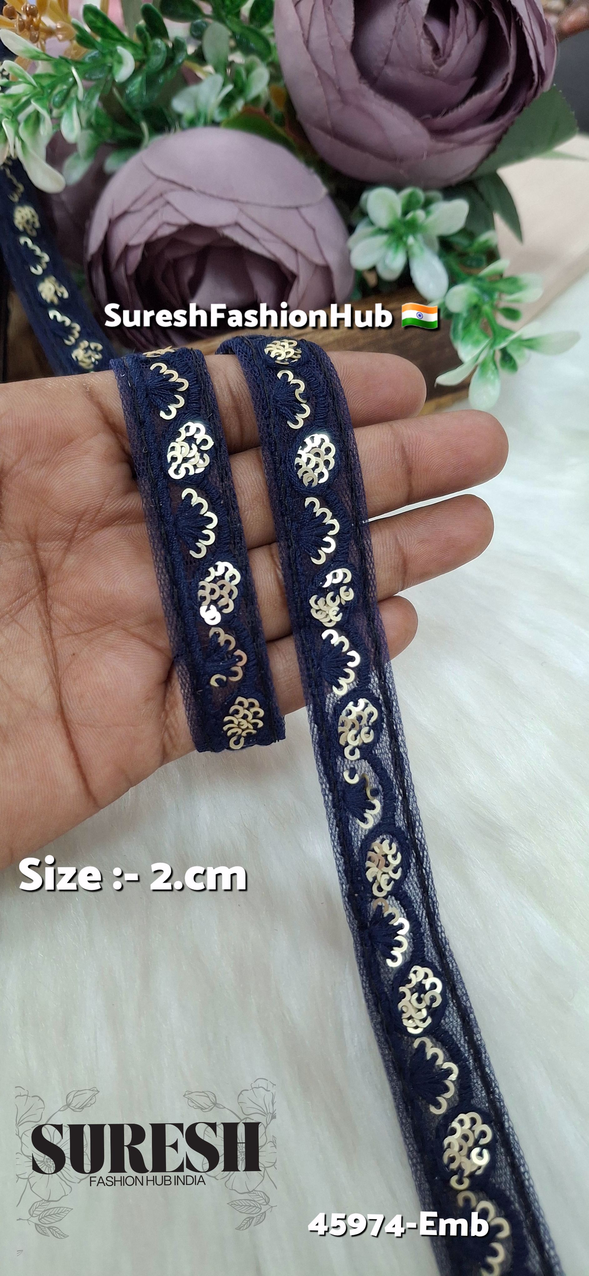 Nevy Blue Tone-on-Tone Embroidery Lace