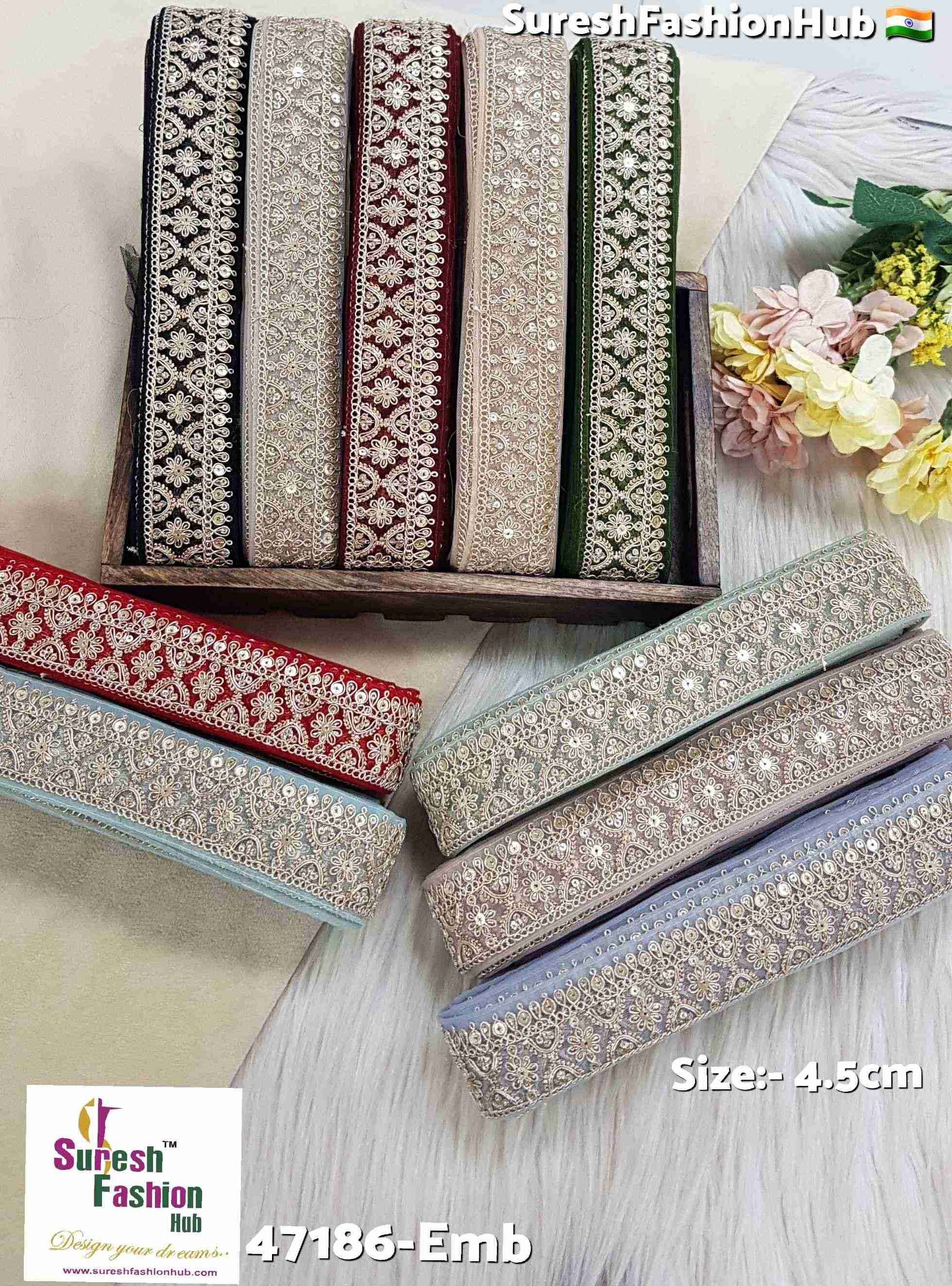 SeaGreen Floral Pearl Embroidery Lace