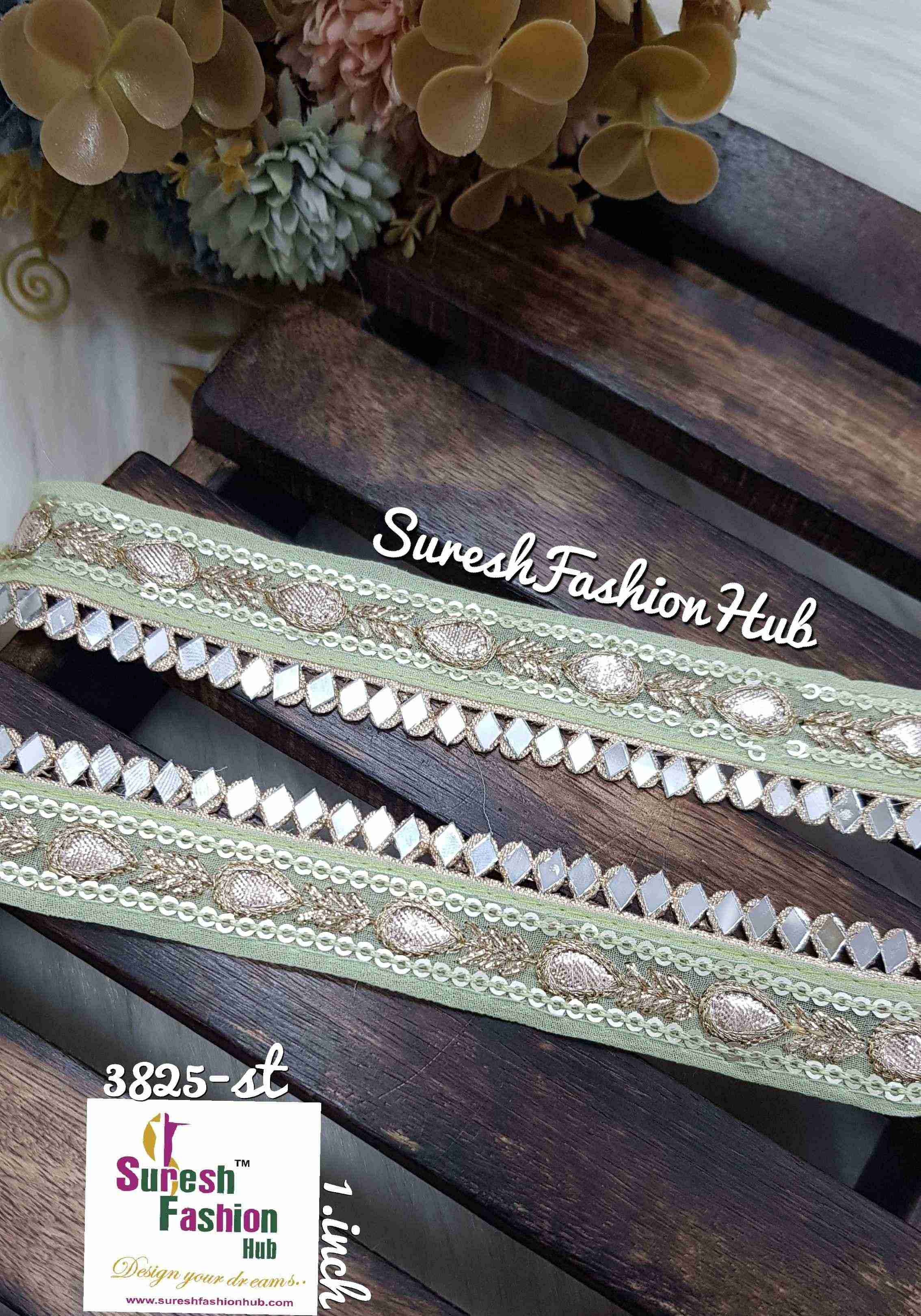 Sea green Sequin Radiance Gota Mirage Lace
