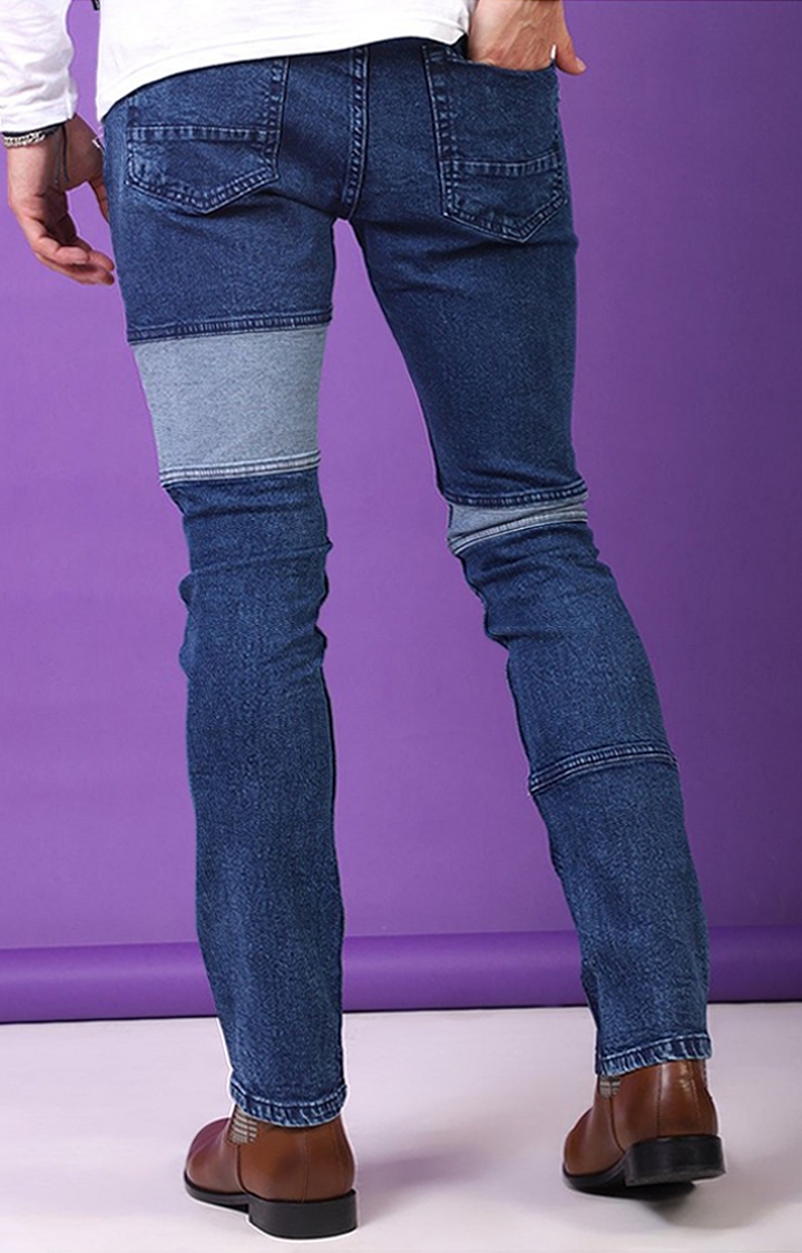 Blue Saint | Blue Saint Light Wash Contrast Panelled Slim Jeans 3