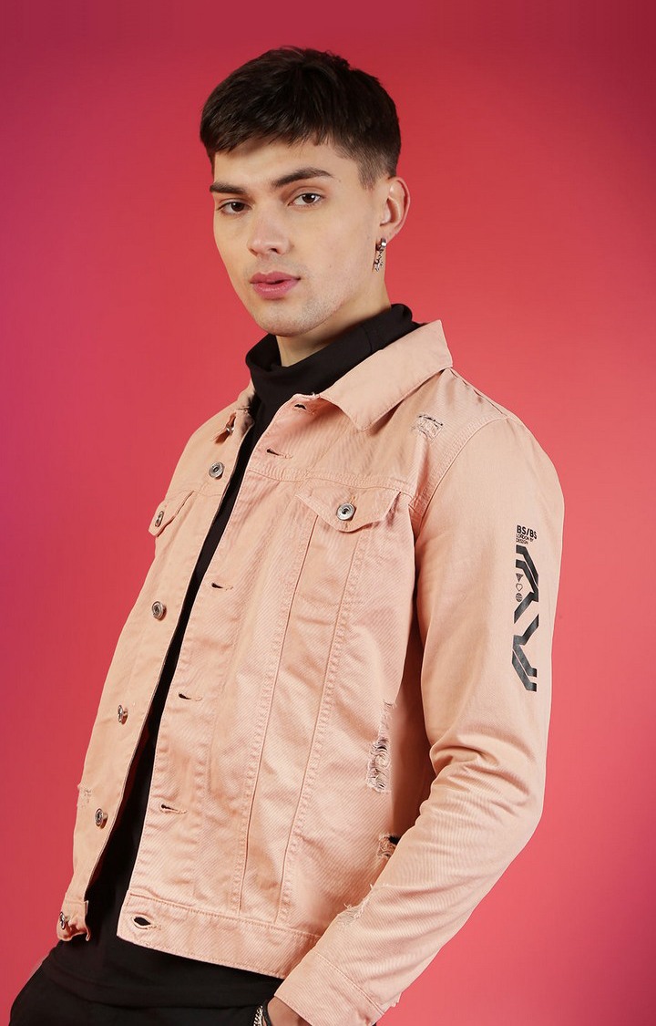 Peach denim top jacket mens
