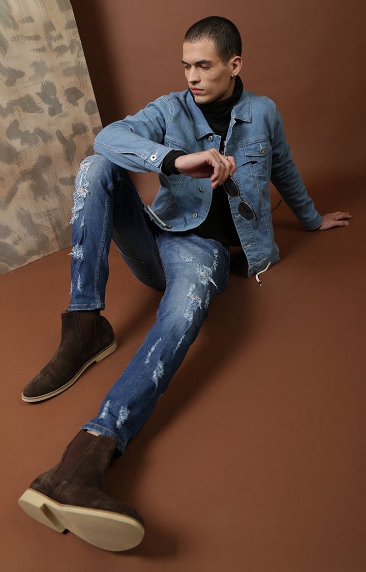 Blue Saint Casual Sky Blue Cool Denim Jacket