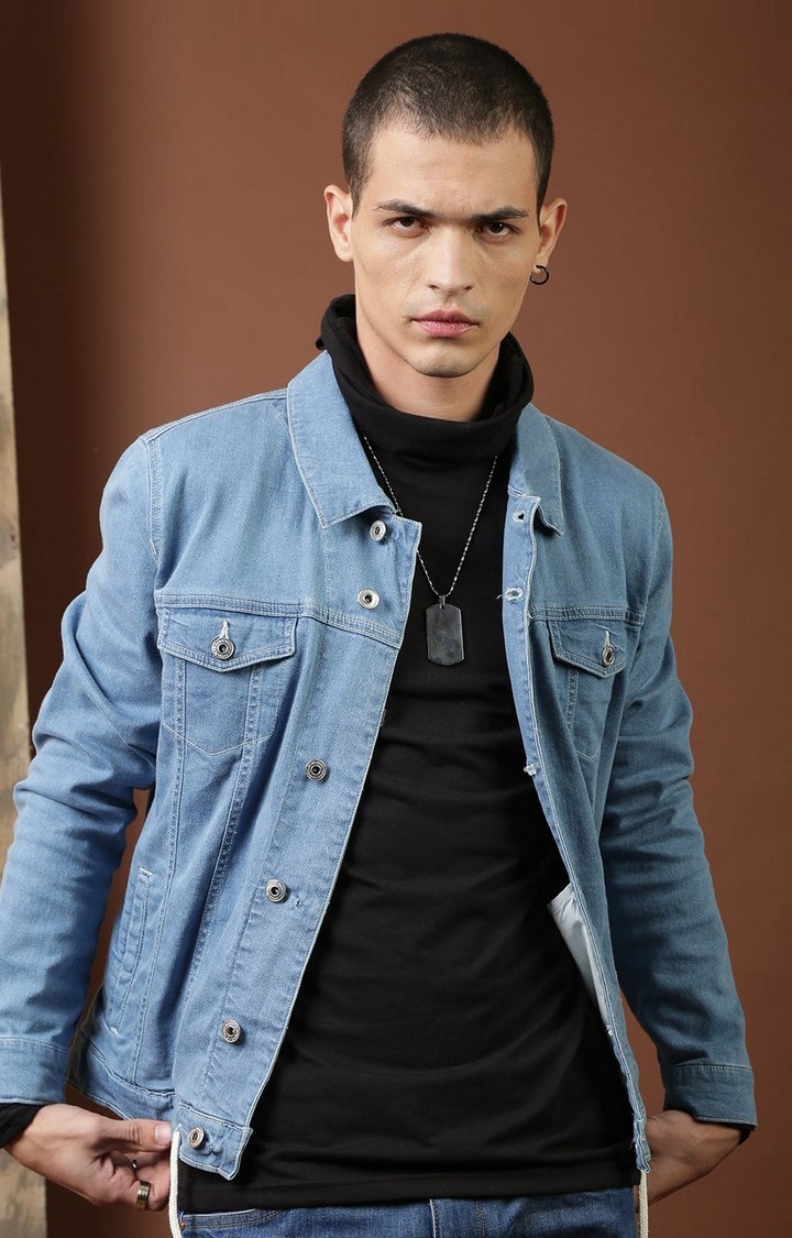 Blue saint slim clearance fit denim jacket
