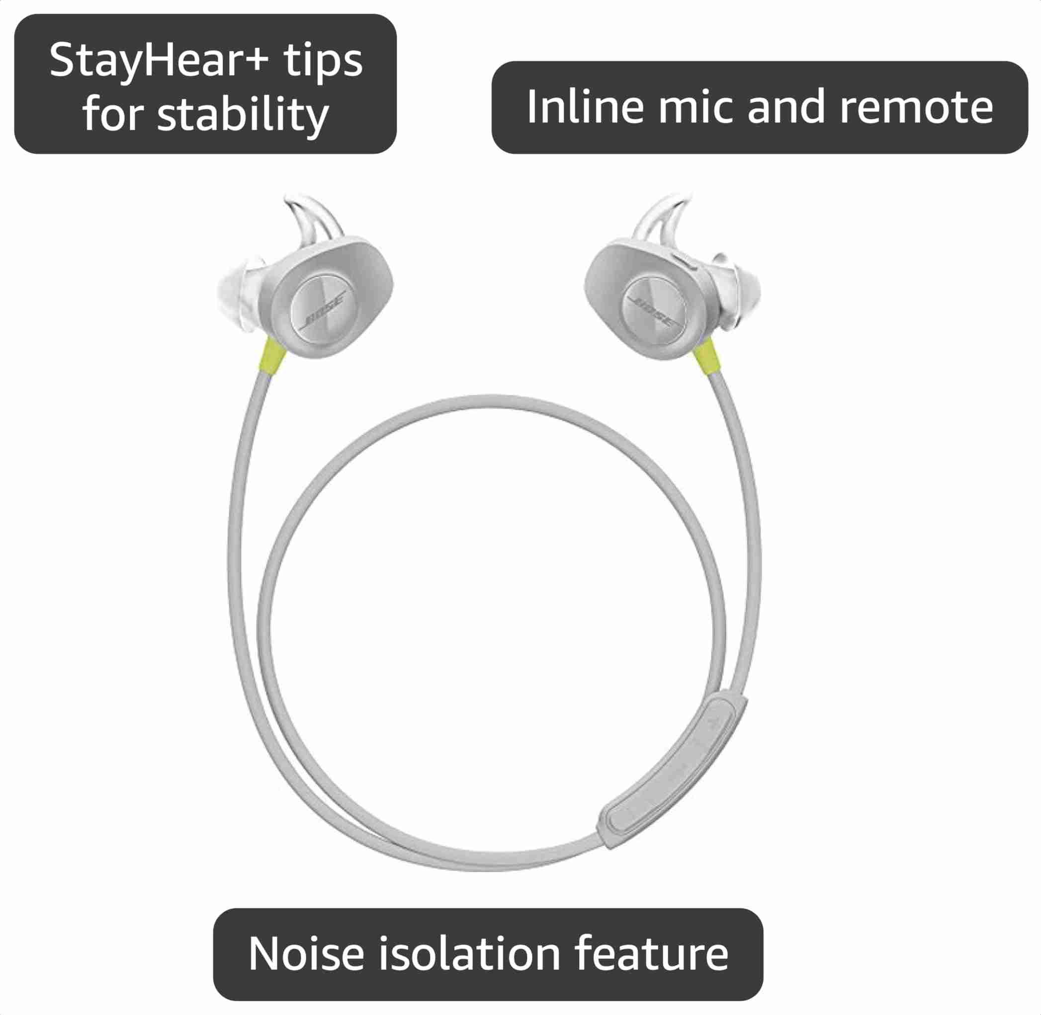 سماعات Bose SoundSport اللاسلكية داخل الأذن بتقنية Bluetooth للتمارين الرياضية، ليموني 3