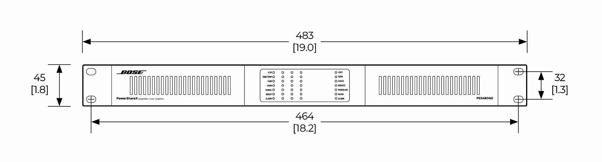 BOSE PowerShareX PSX4804D - 4 مناطق × 800 واط - Dante 2
