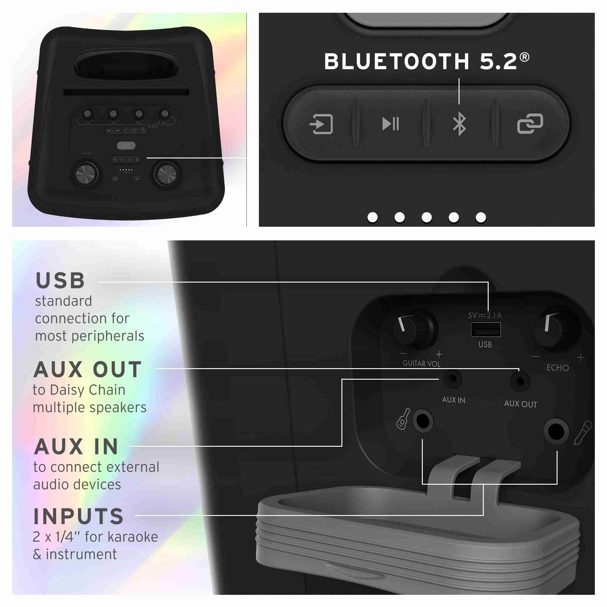 Klipsch New York Portable Bluetooth Party Speaker with 12-Hour Battery, IPX4, and Light Show 4