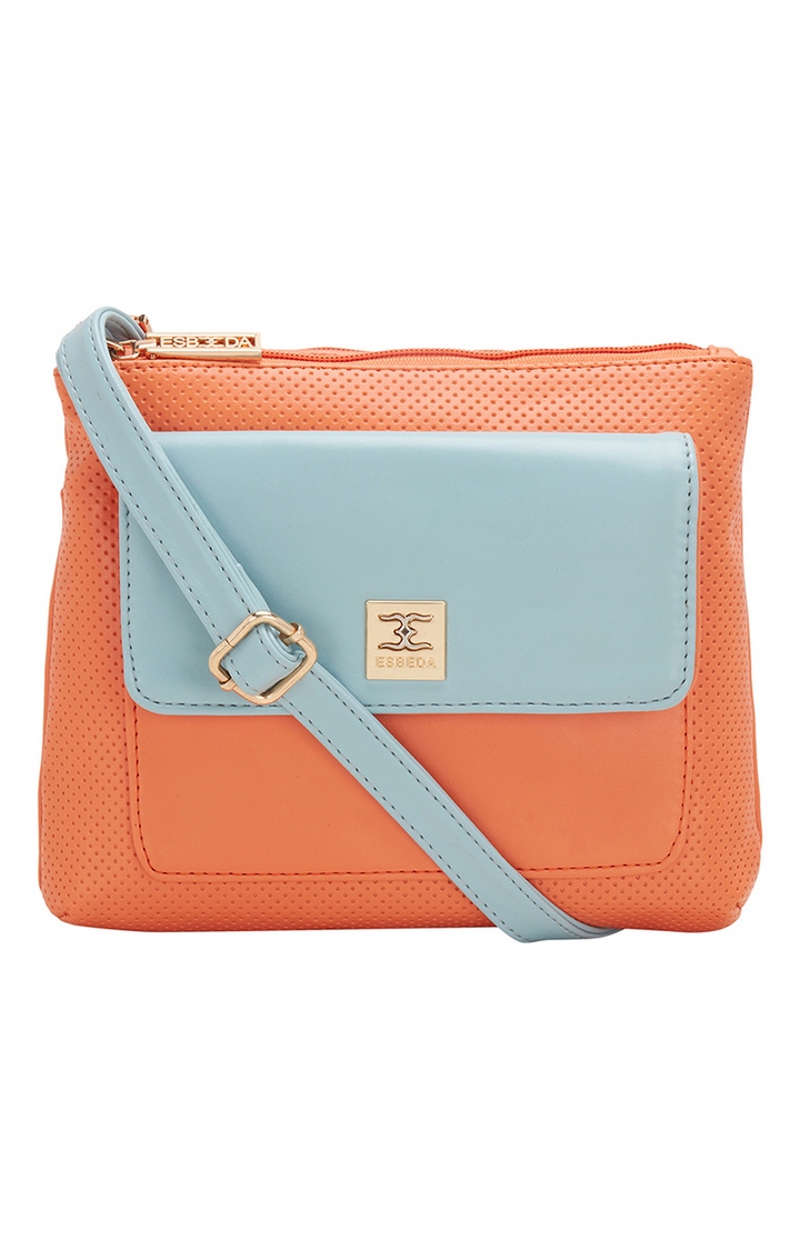ESBEDA | Women's Orange PU Solid Sling Bags 0