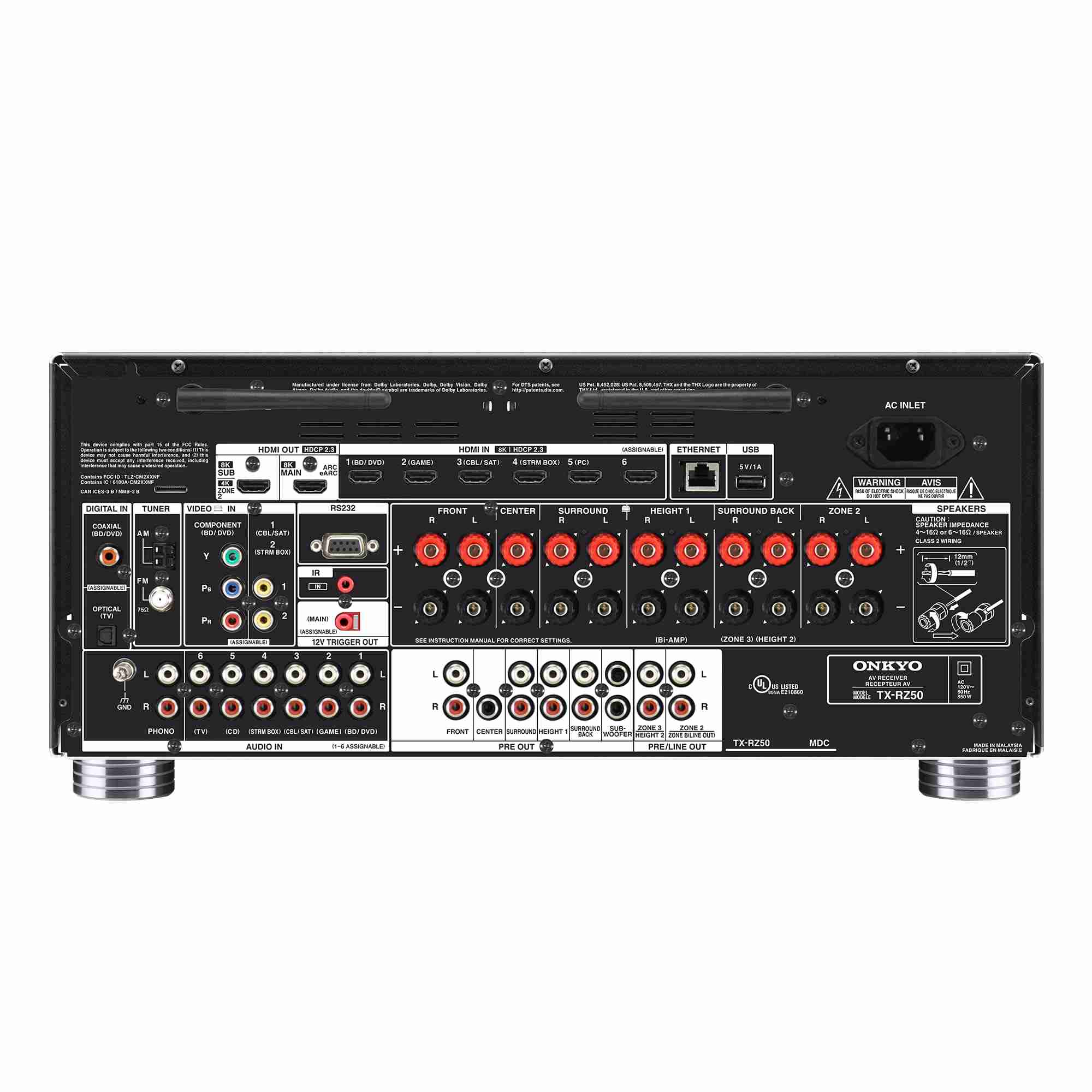 Onkyo TX-RZ50 9.2-Channel 8K AV Receiver with Dolby Atmos & Dirac Live 7