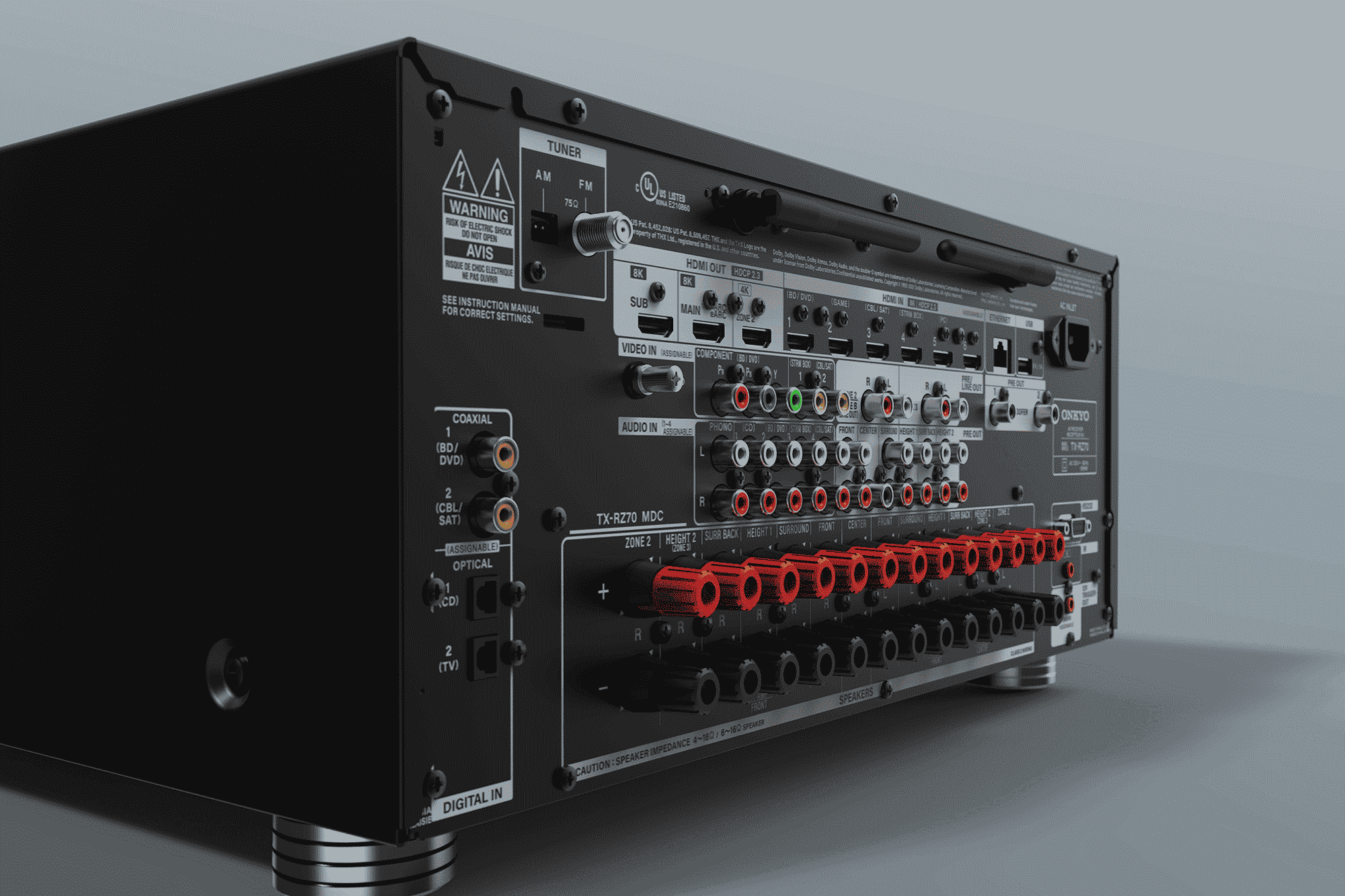 Onkyo TX-RZ70 مستقبل صوت ومرئيات 11.2 قناة بدقة 8K معتمد من THX 10