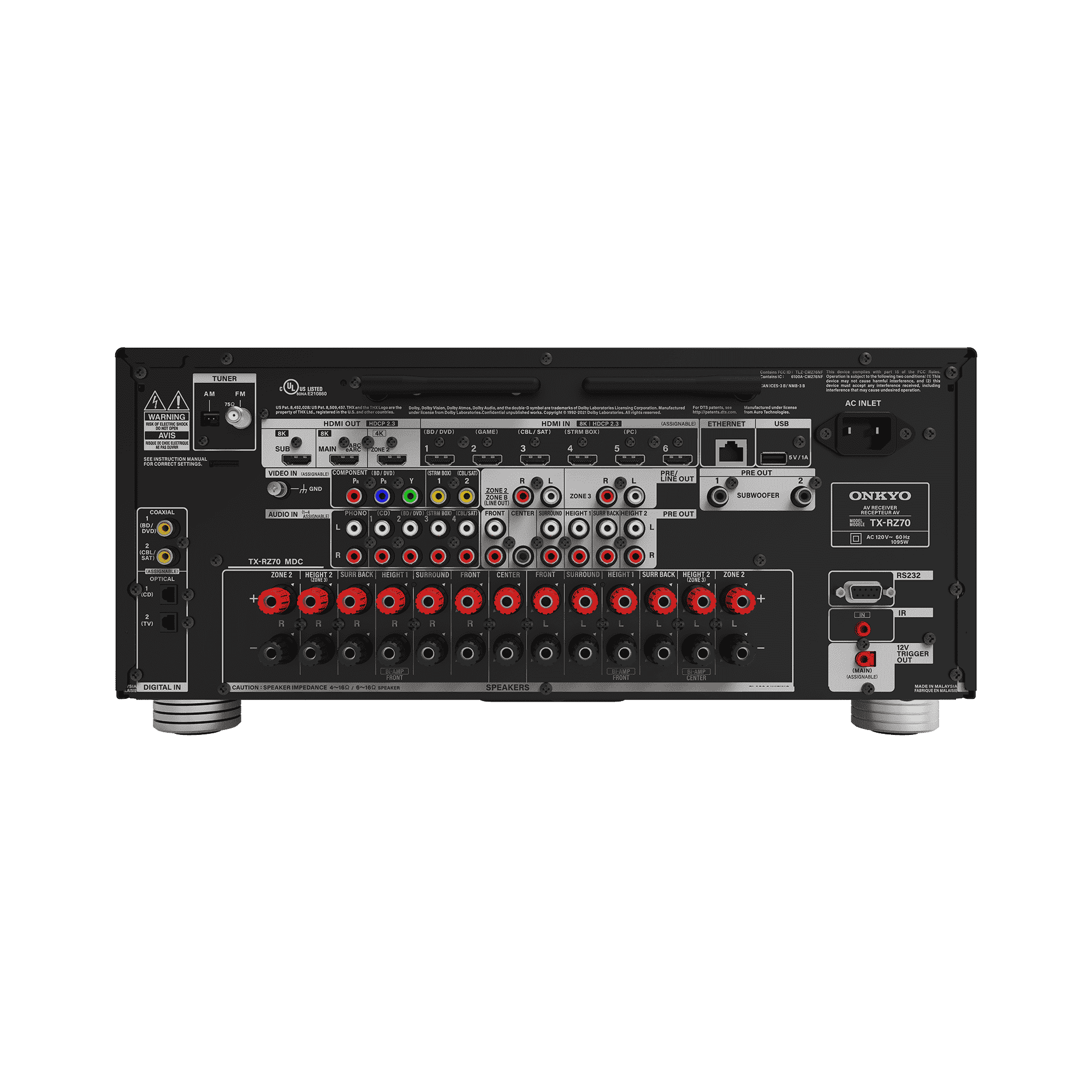 Onkyo TX-RZ70 مستقبل صوت ومرئيات 11.2 قناة بدقة 8K معتمد من THX 4