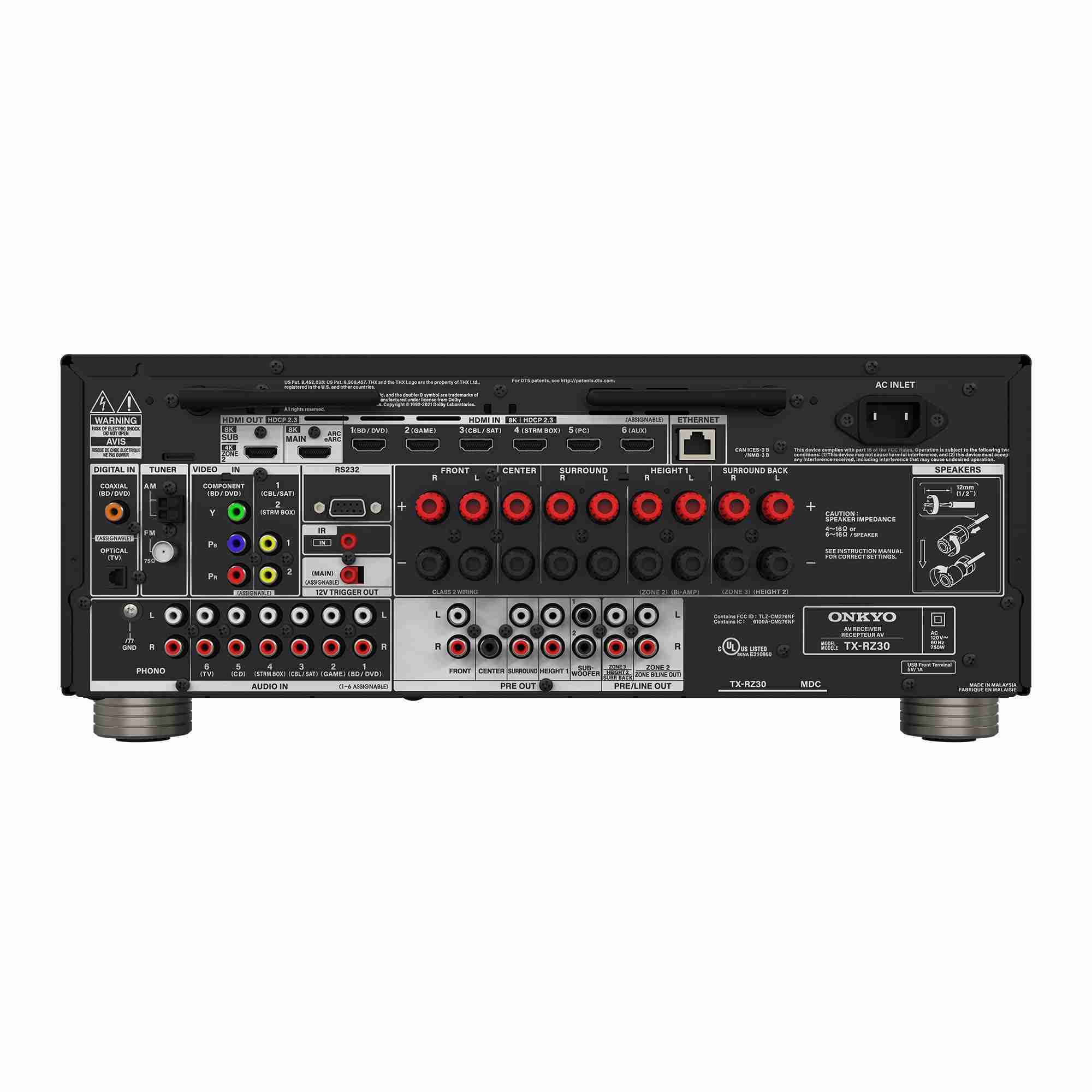 Onkyo TX-RZ30 9.2-Channel AV Receiver with Dolby Atmos, Dirac Live & 8K HDMI 9