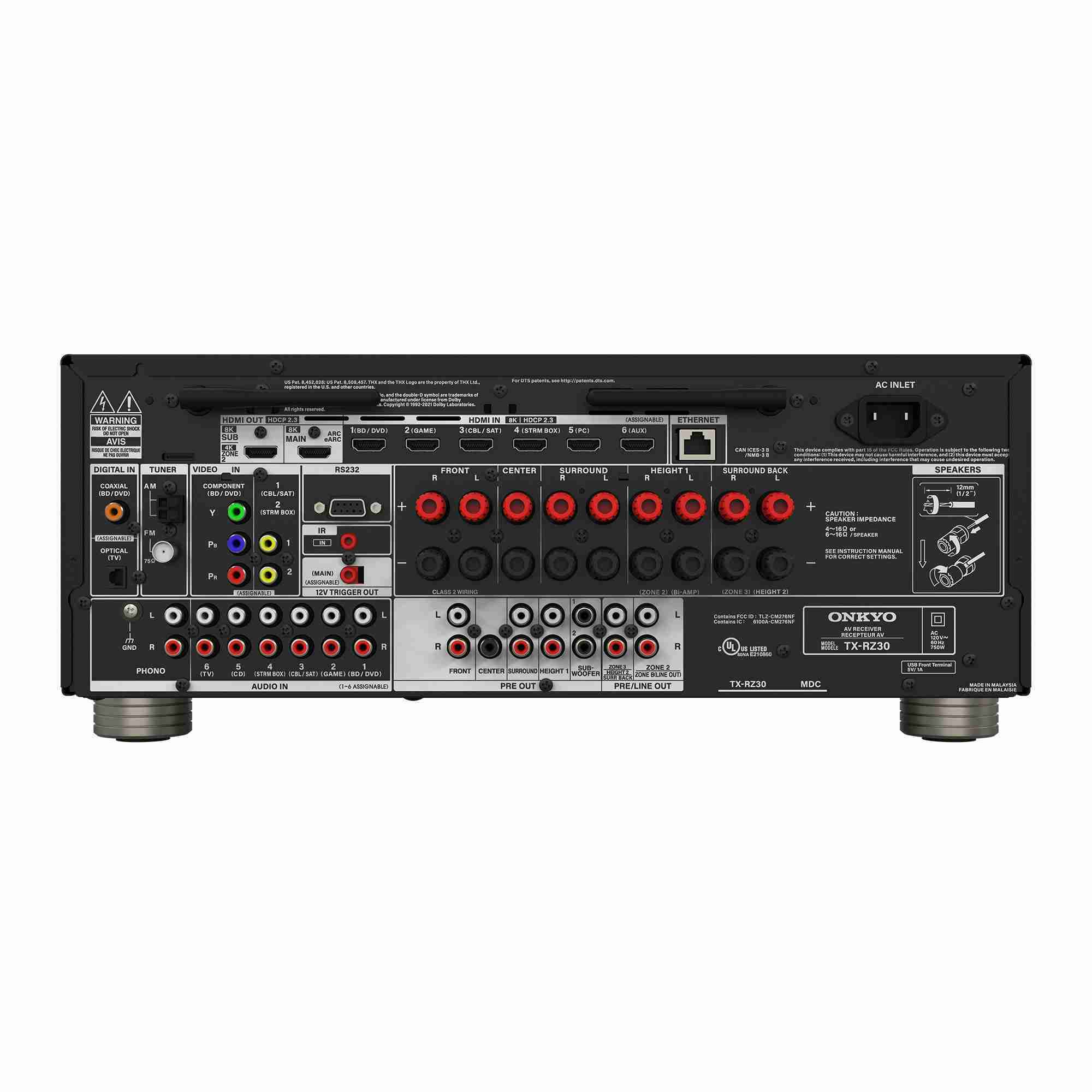 Onkyo TX-RZ30 9.2-Channel AV Receiver with Dolby Atmos, Dirac Live & 8K HDMI 4