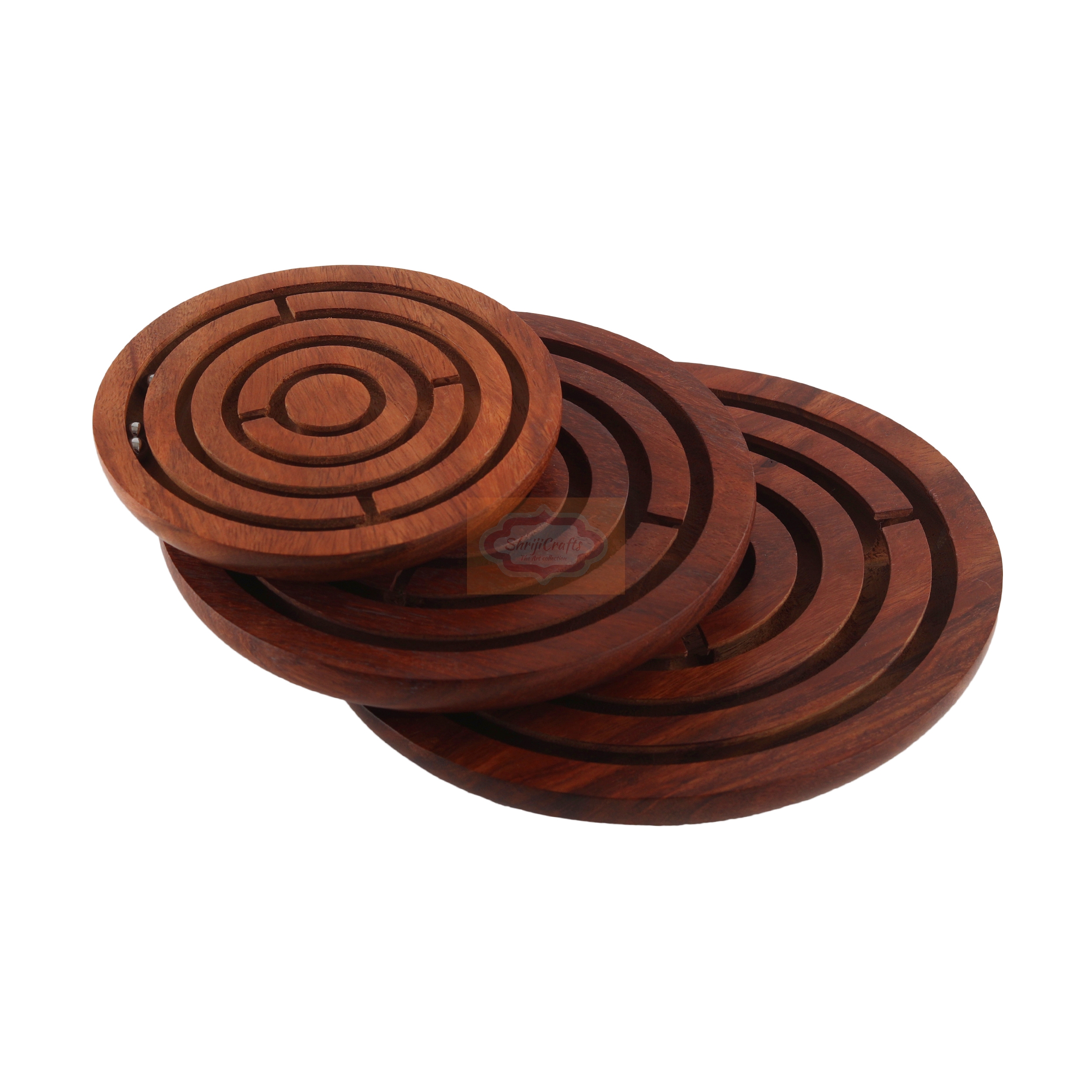 Shrijicrafts | ShrijiCrafts Wooden Labyrinth Ball-in-a-Maze Puzzle Game (Dia - 4 Inches) 1