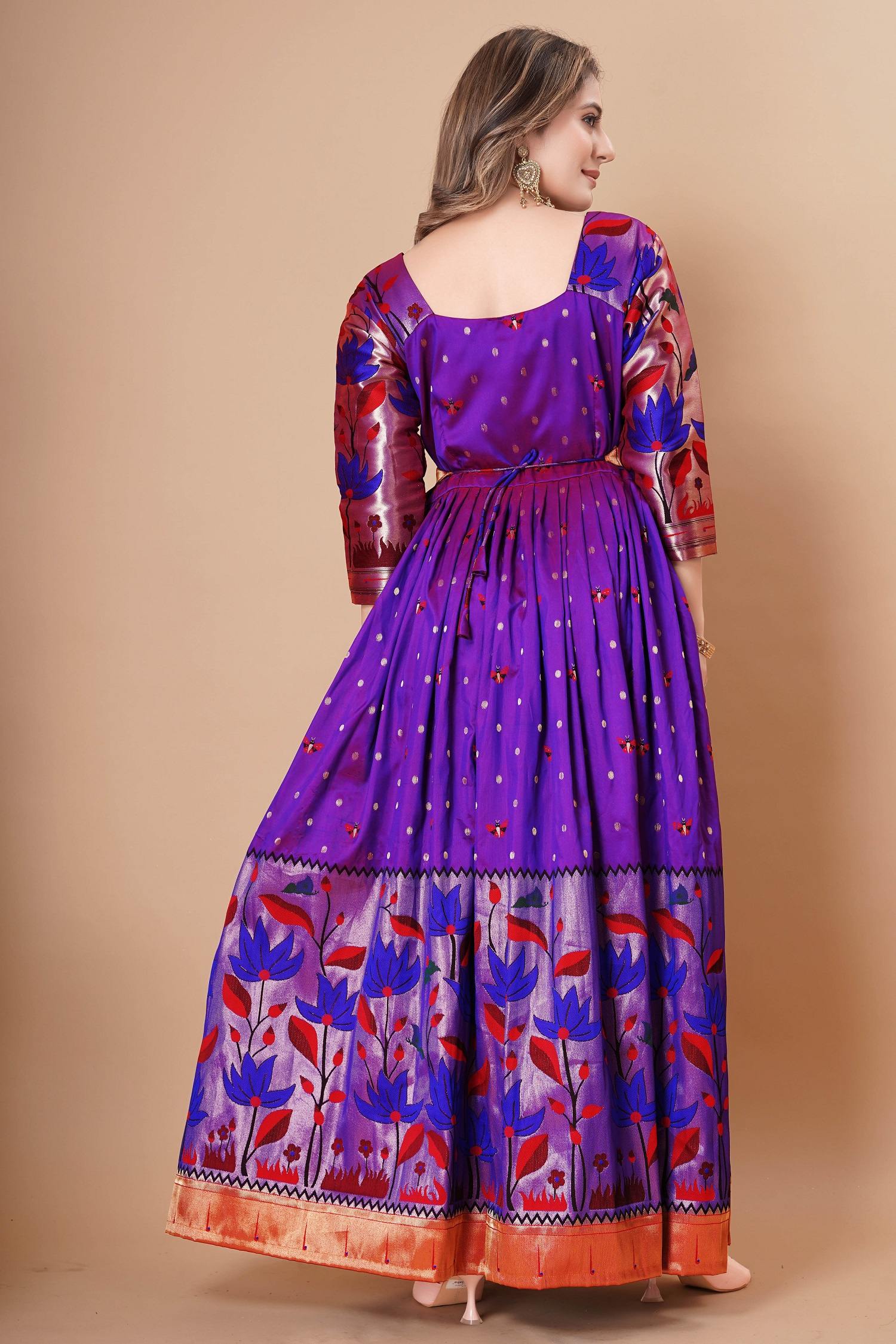 Tasarika women Soft Silk Banarasi weaving Traditional Purple Gown