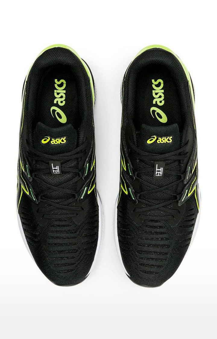 Men's Black and Green Synthetic Running Shoes