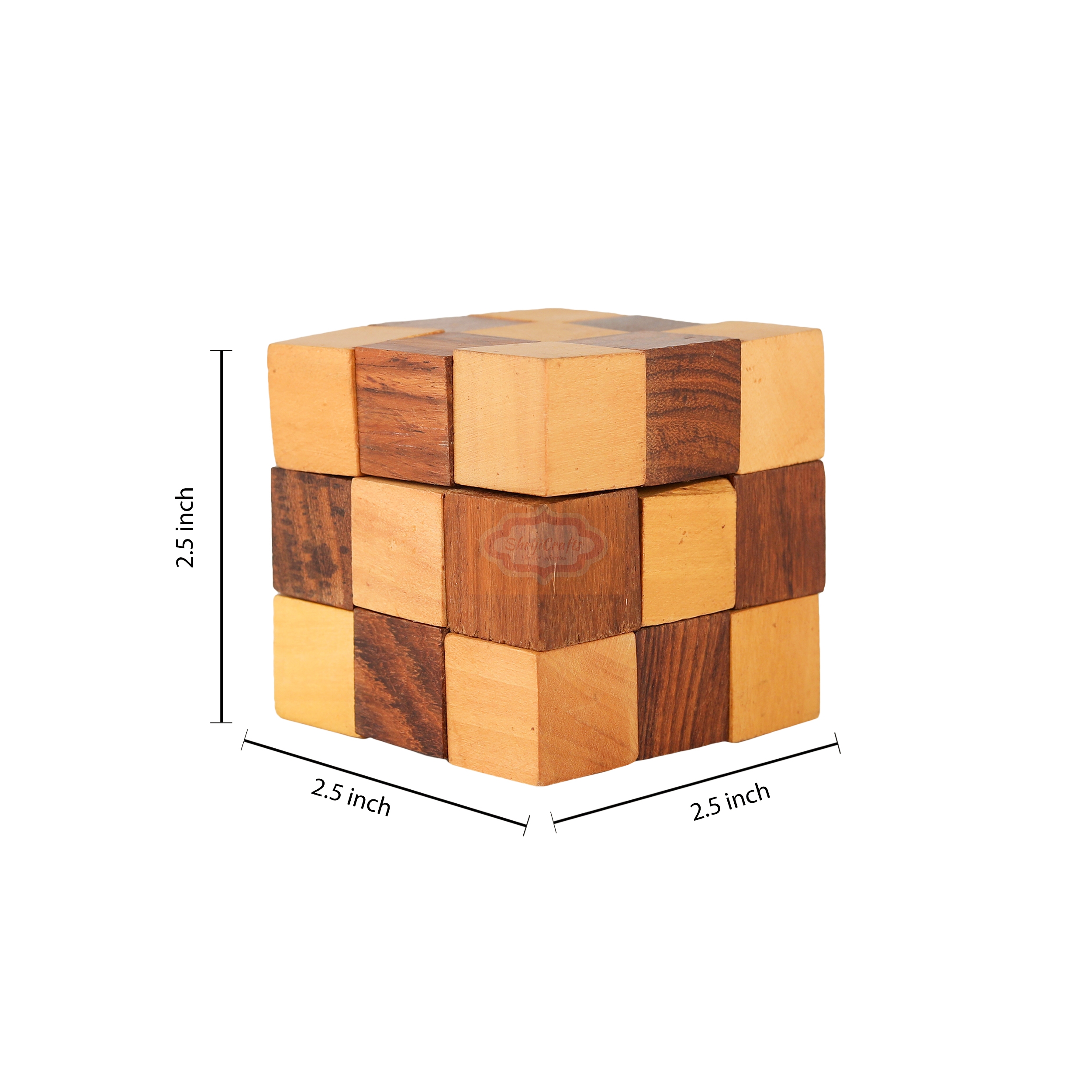 Shrijicrafts | ShrijiCrafts® Wooden IQ Teaser Puzzle Adult Snake Cube Handmade India Unique Gifts for Kids and Adult (2.5x2.5x2.5-inch) 5