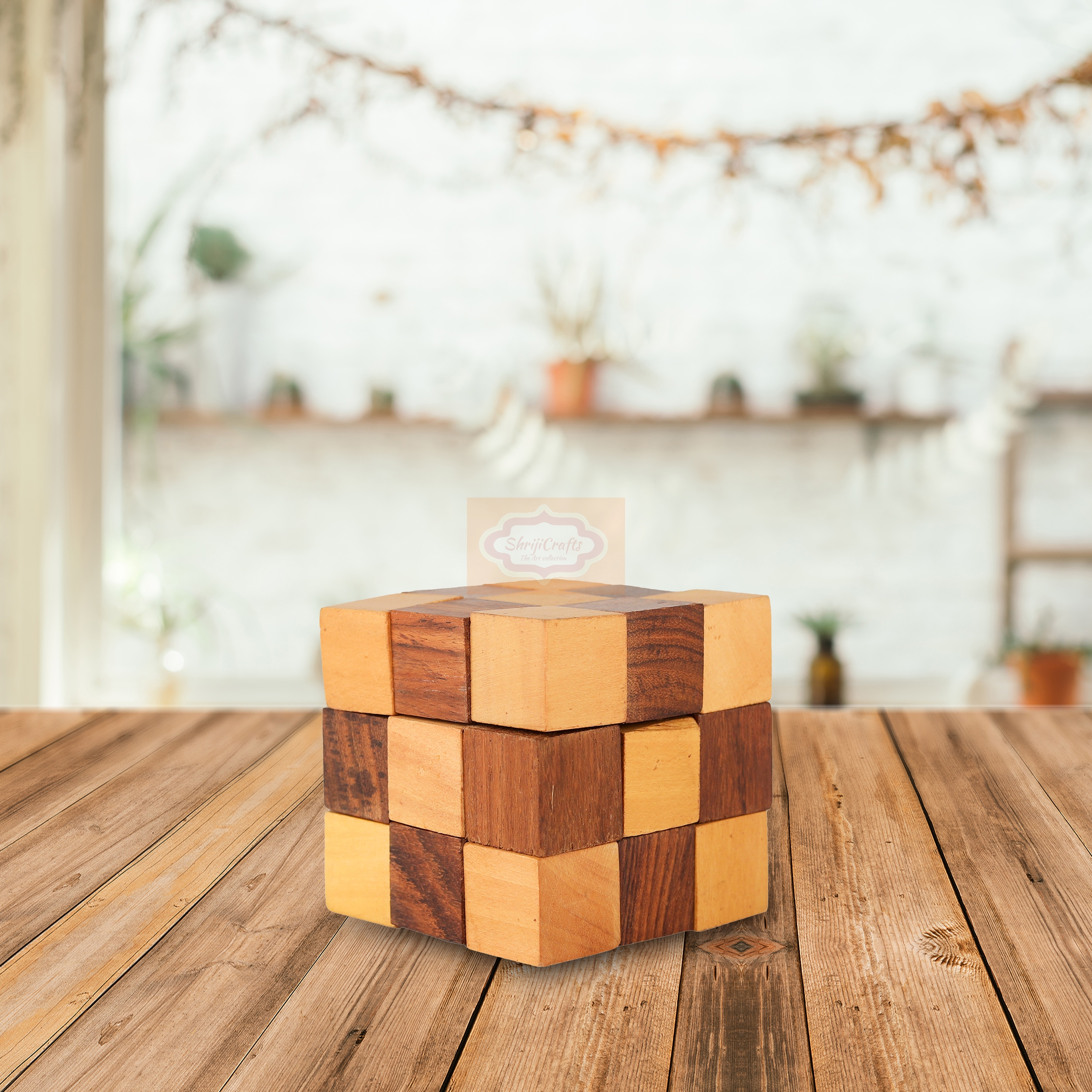 Shrijicrafts | ShrijiCrafts® Wooden IQ Teaser Puzzle Adult Snake Cube Handmade India Unique Gifts for Kids and Adult (2.5x2.5x2.5-inch) 4