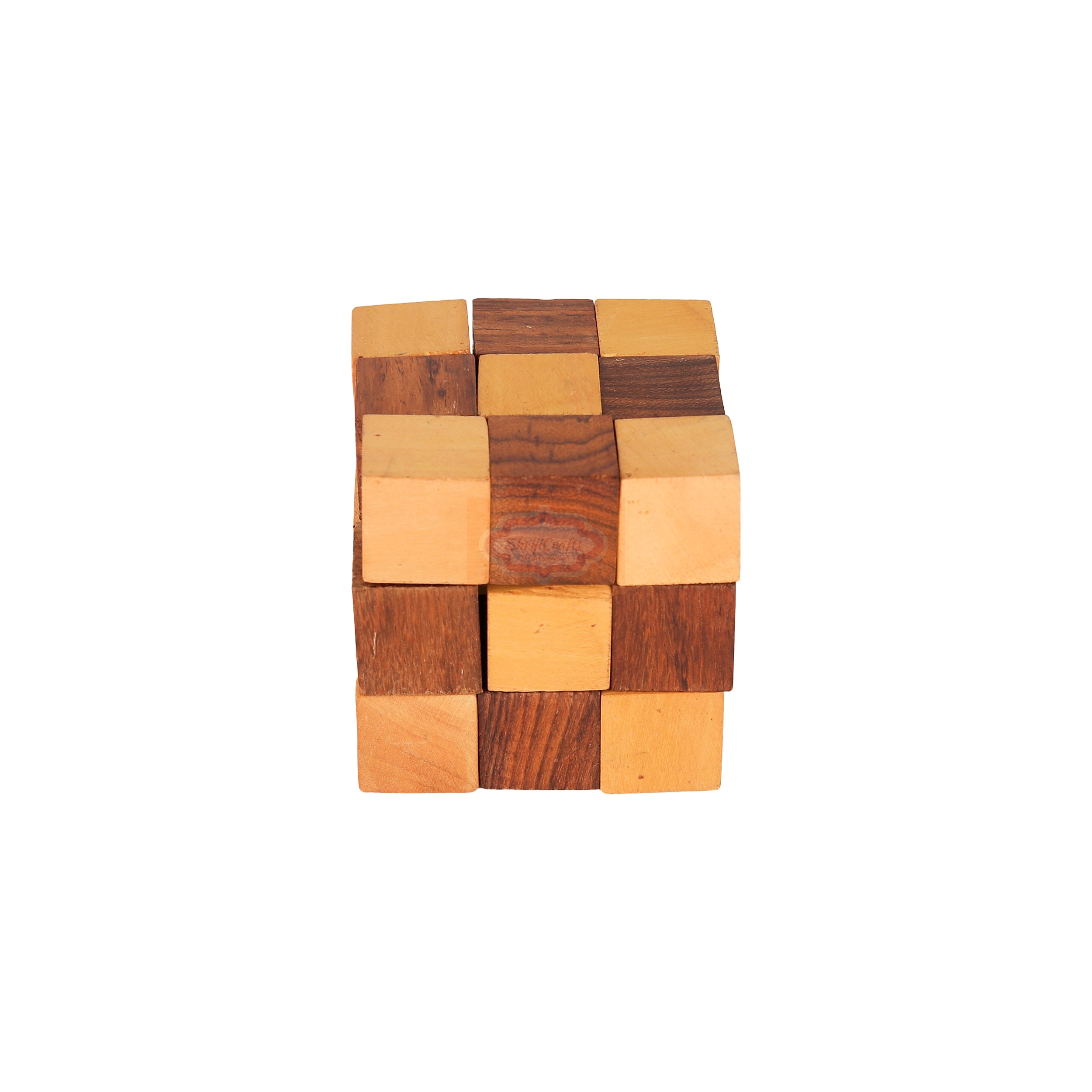 Shrijicrafts | ShrijiCrafts® Wooden IQ Teaser Puzzle Adult Snake Cube Handmade India Unique Gifts for Kids and Adult (2.5x2.5x2.5-inch) 0