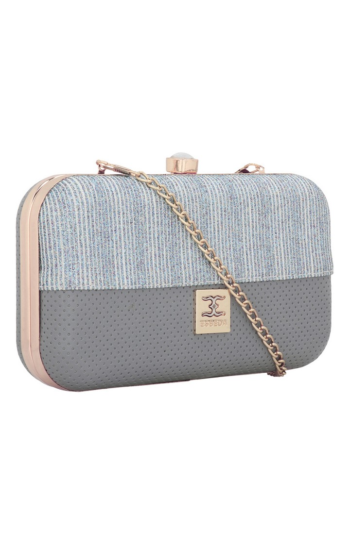 Women s Grey PU Solid Clutches