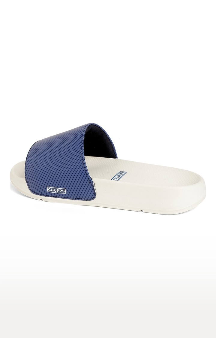 Men's Blue & Beige Stripped Ergox Plus Comfort Slider Flip Flops