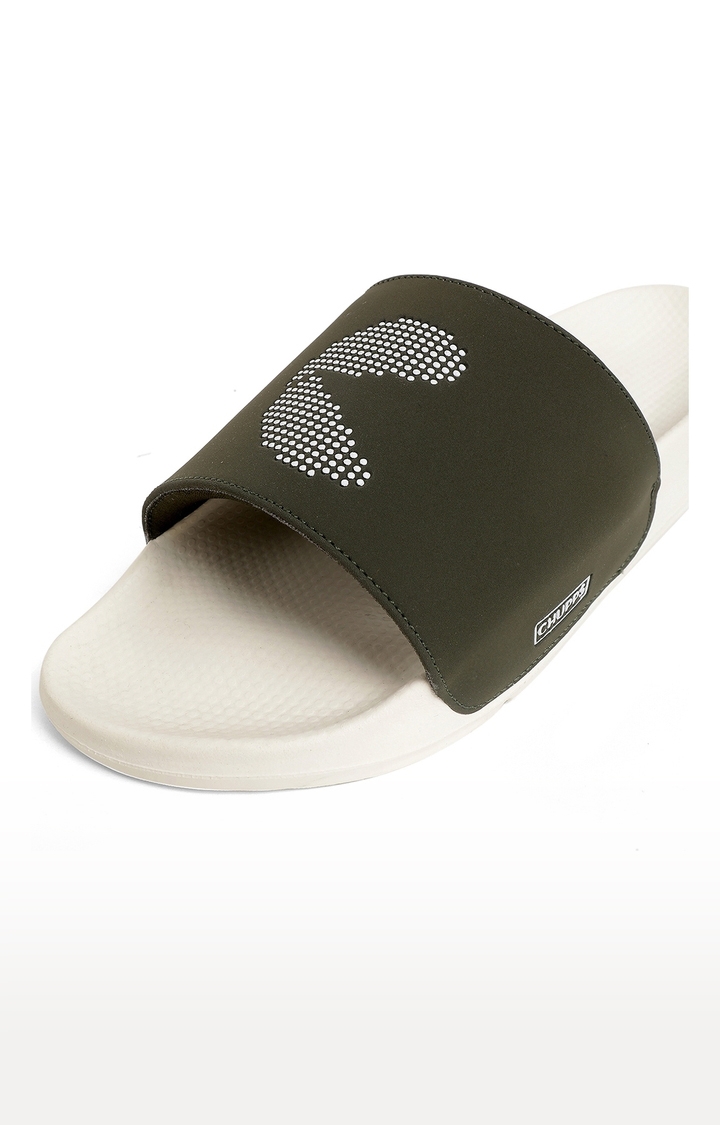 Chupps | Men's Green & White Ergox Plus Comfort Slider Flip Flops 6