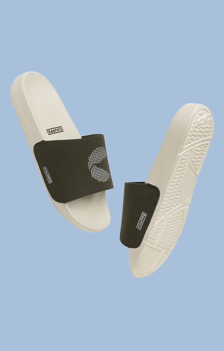 Chupps | Men's Green & White Ergox Plus Comfort Slider Flip Flops 8