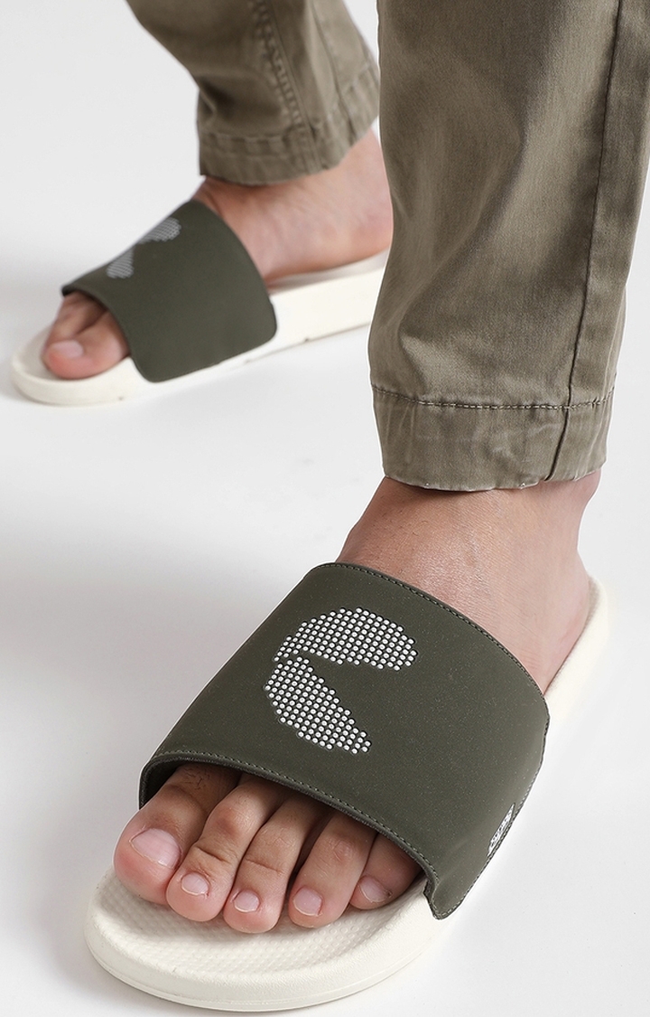 Chupps | Men's Green & White Ergox Plus Comfort Slider Flip Flops 9
