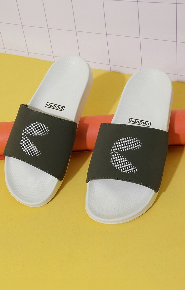 Chupps | Men's Green & White Ergox Plus Comfort Slider Flip Flops