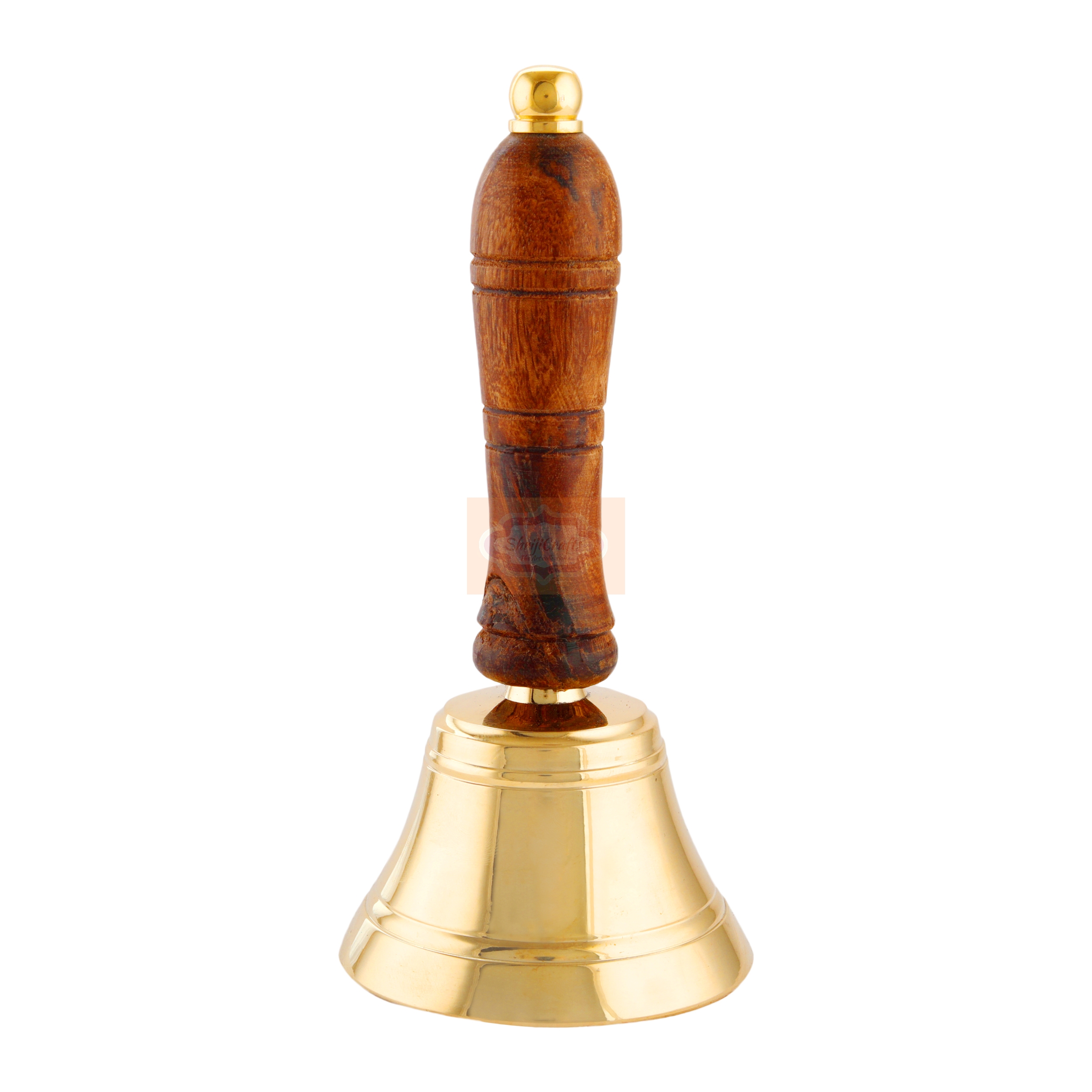 Shrijicrafts | ShrijiCrafts® Christmas Brass Hand Bell/Gold Finish Hand Bells with Wooden Handle ~ Maritime Church Bell, Brass School Bell Best Gift 1