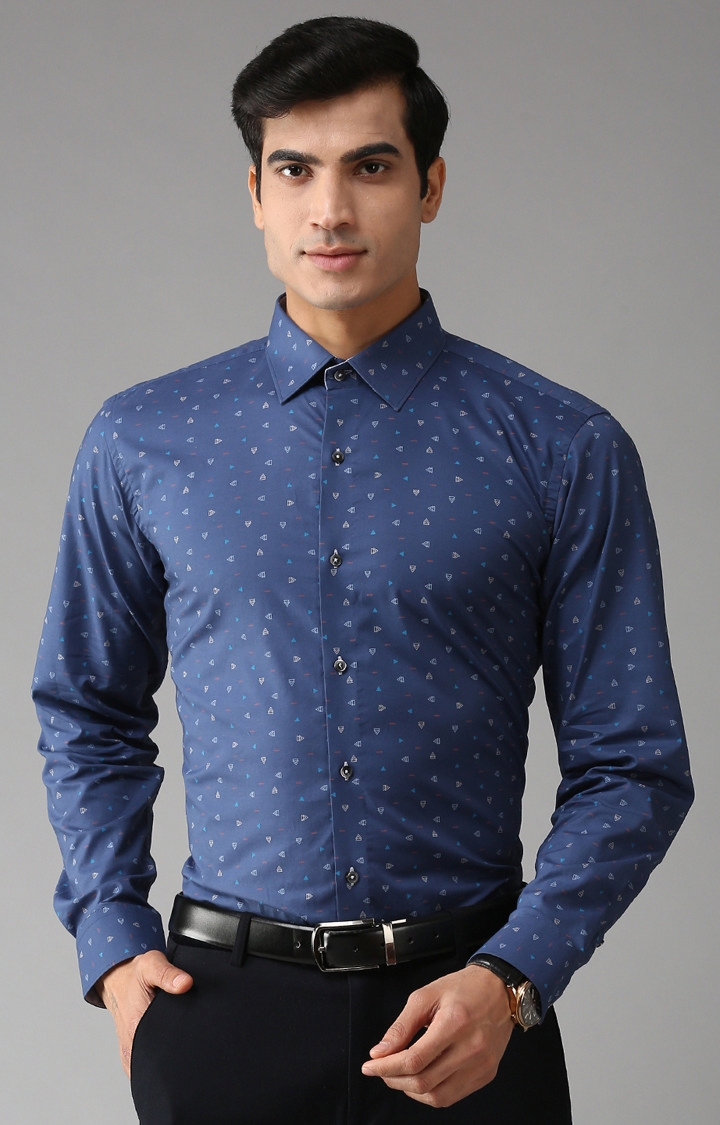 Eppe | Blue Printed Formal Shirt 0