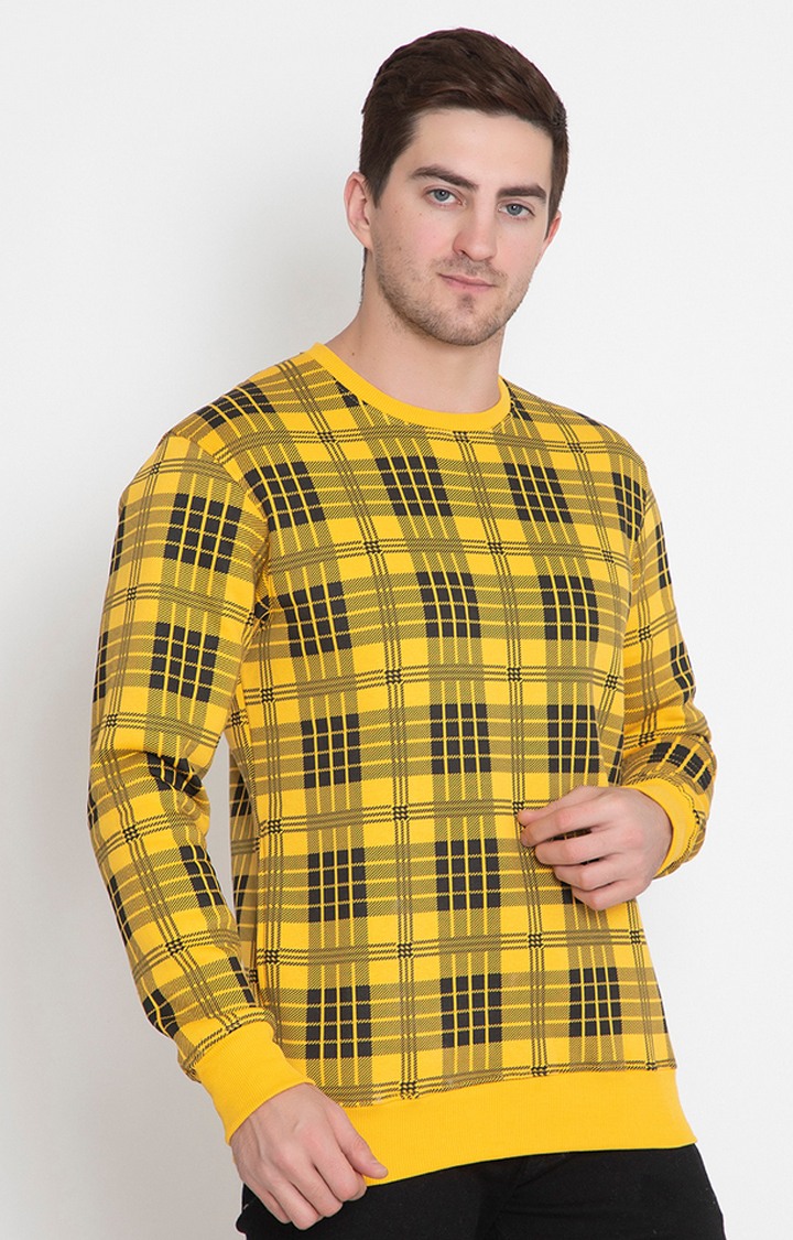 Yellow checkered sweatshirt top