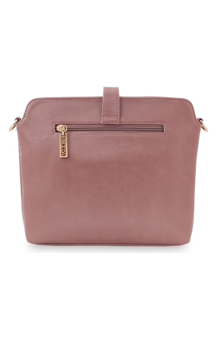 ESBEDA | Women's Pink PU Textured Sling Bags 2