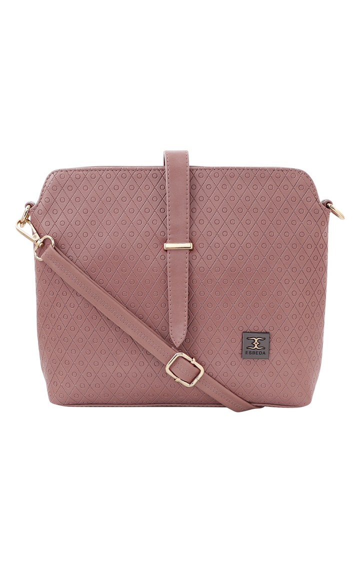 ESBEDA | Women's Pink PU Textured Sling Bags 0