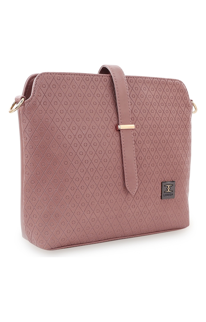 ESBEDA | Women's Pink PU Textured Sling Bags 1