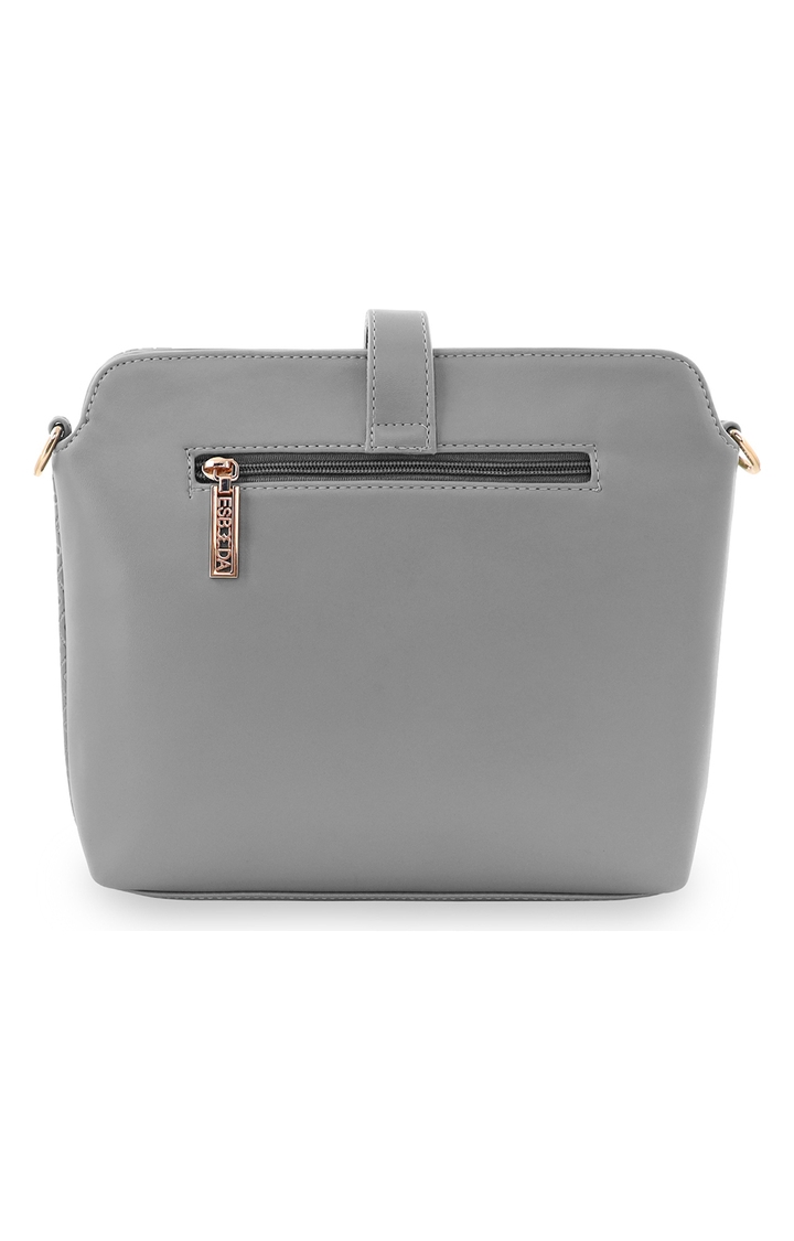 ESBEDA | Women's Grey PU Textured Sling Bags 2