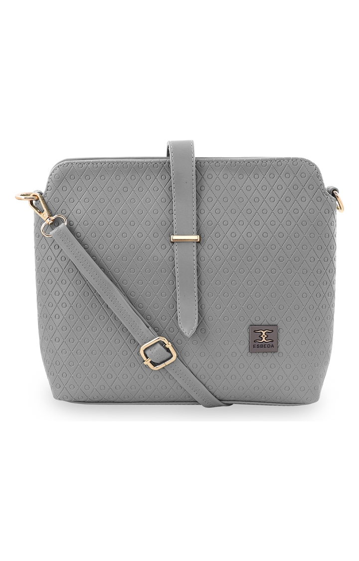 ESBEDA | Women's Grey PU Textured Sling Bags 0