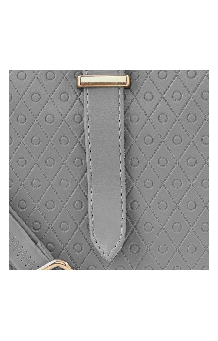 ESBEDA | Women's Grey PU Textured Sling Bags 5