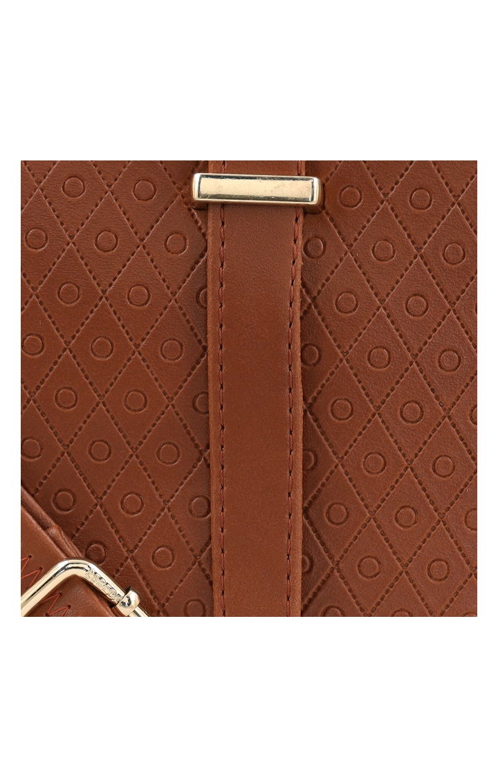 ESBEDA | Women's Brown PU Textured Sling Bags 5