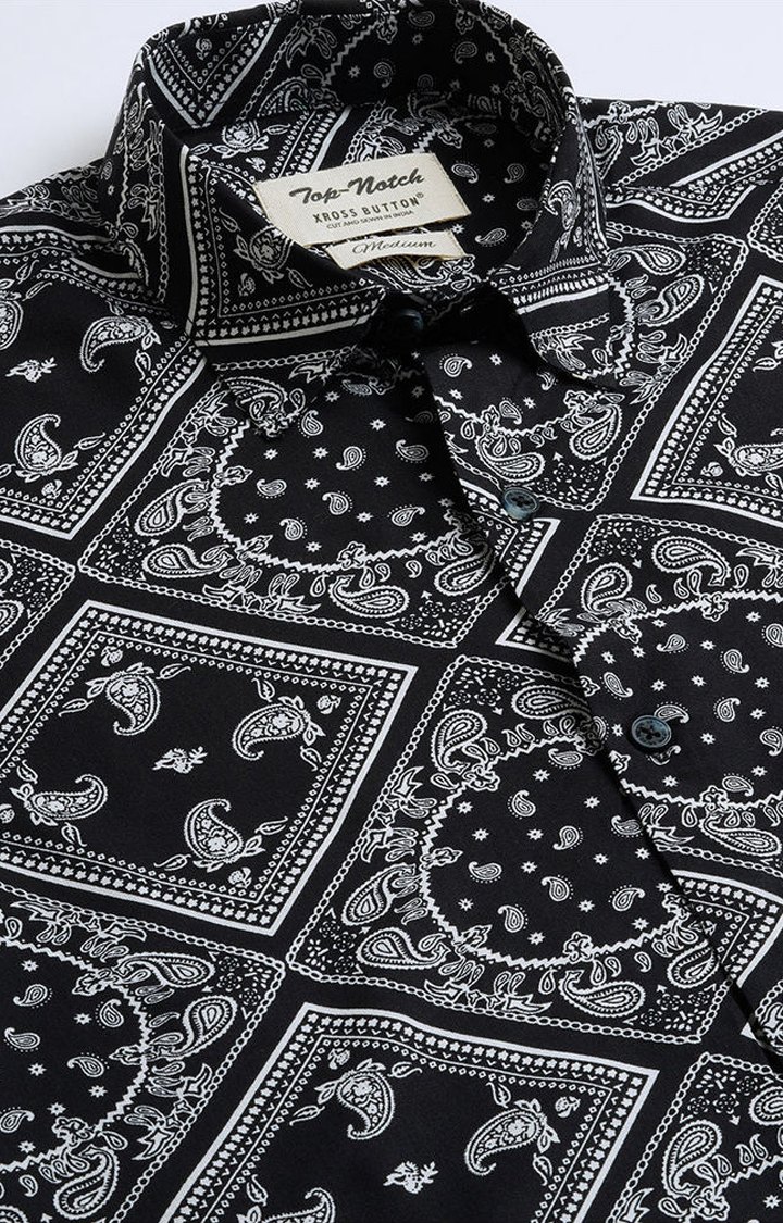 Men's Mandala Printed Black Shirt