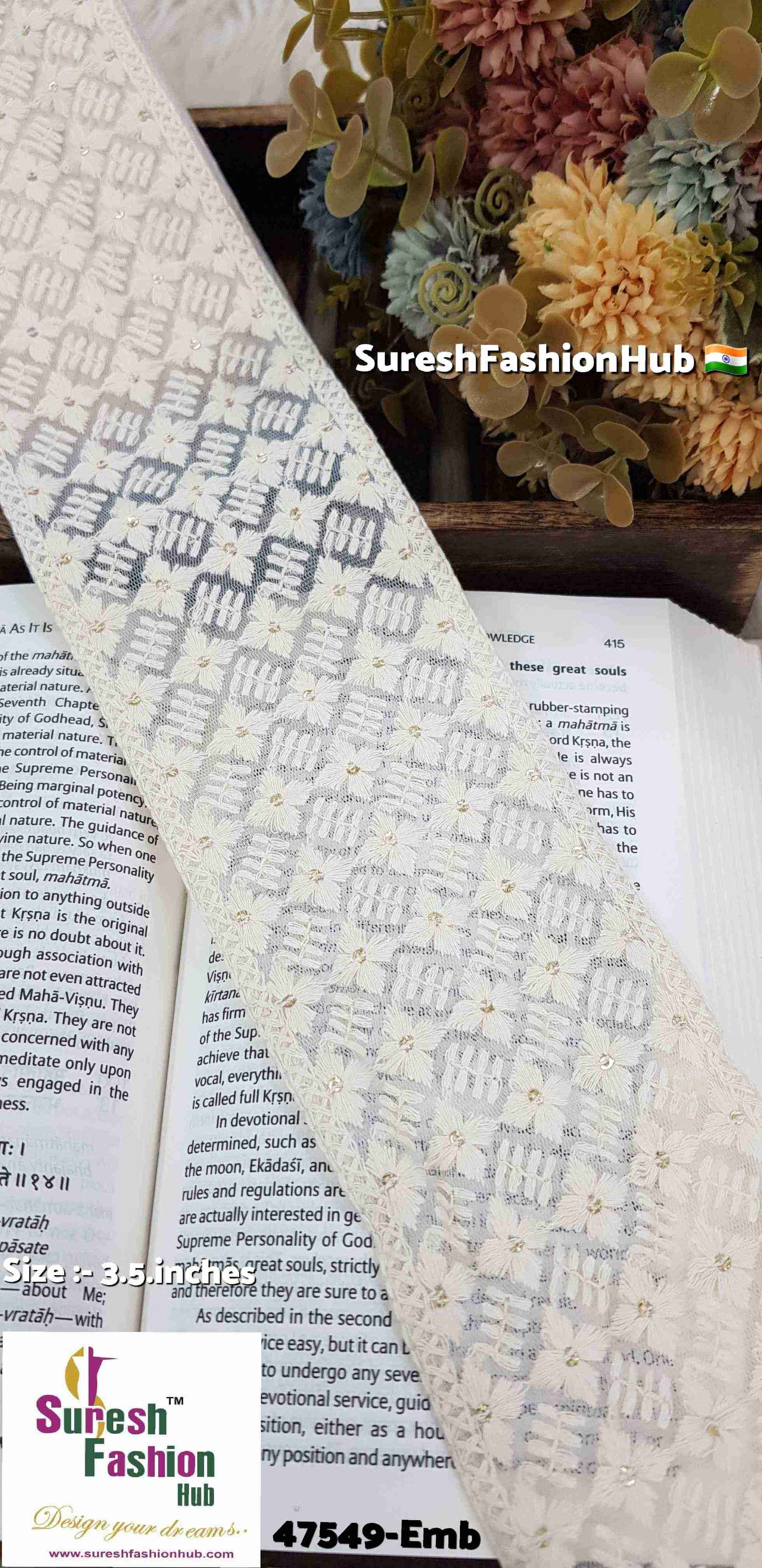 OffWhite Sequence Highlight Lakhnavi Lace