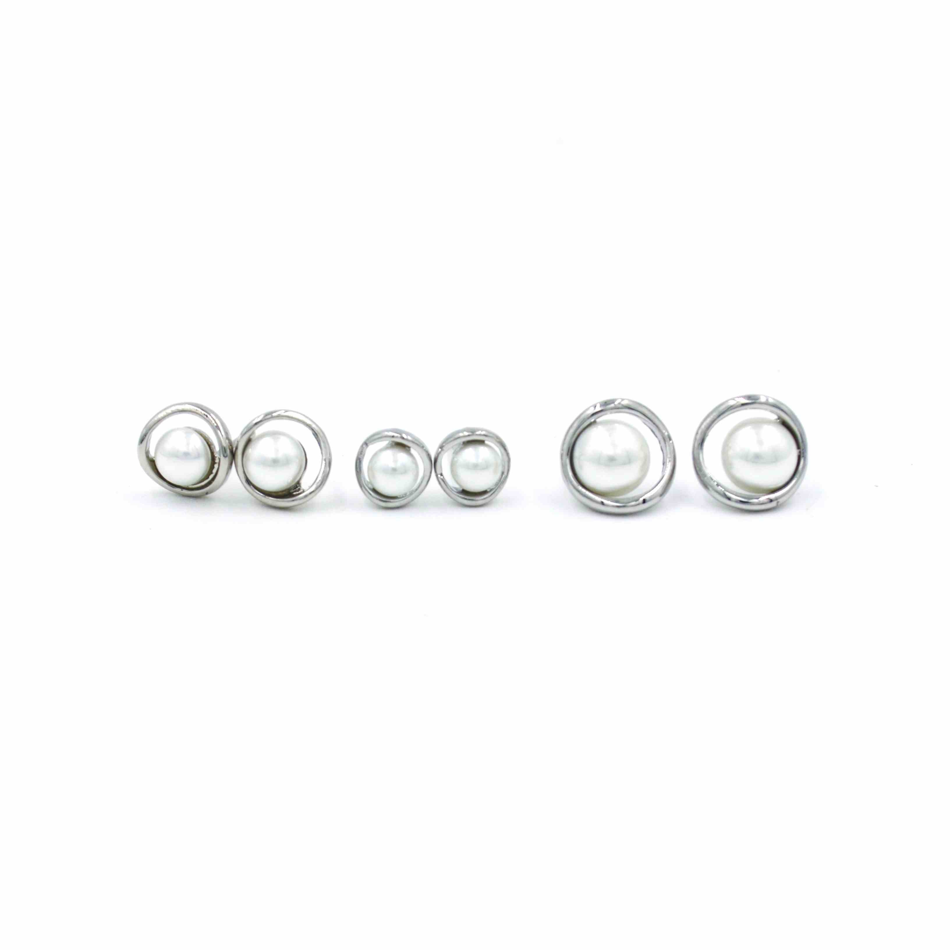 The Nila Silver Plated Set of 3 Combo Pearl Studs