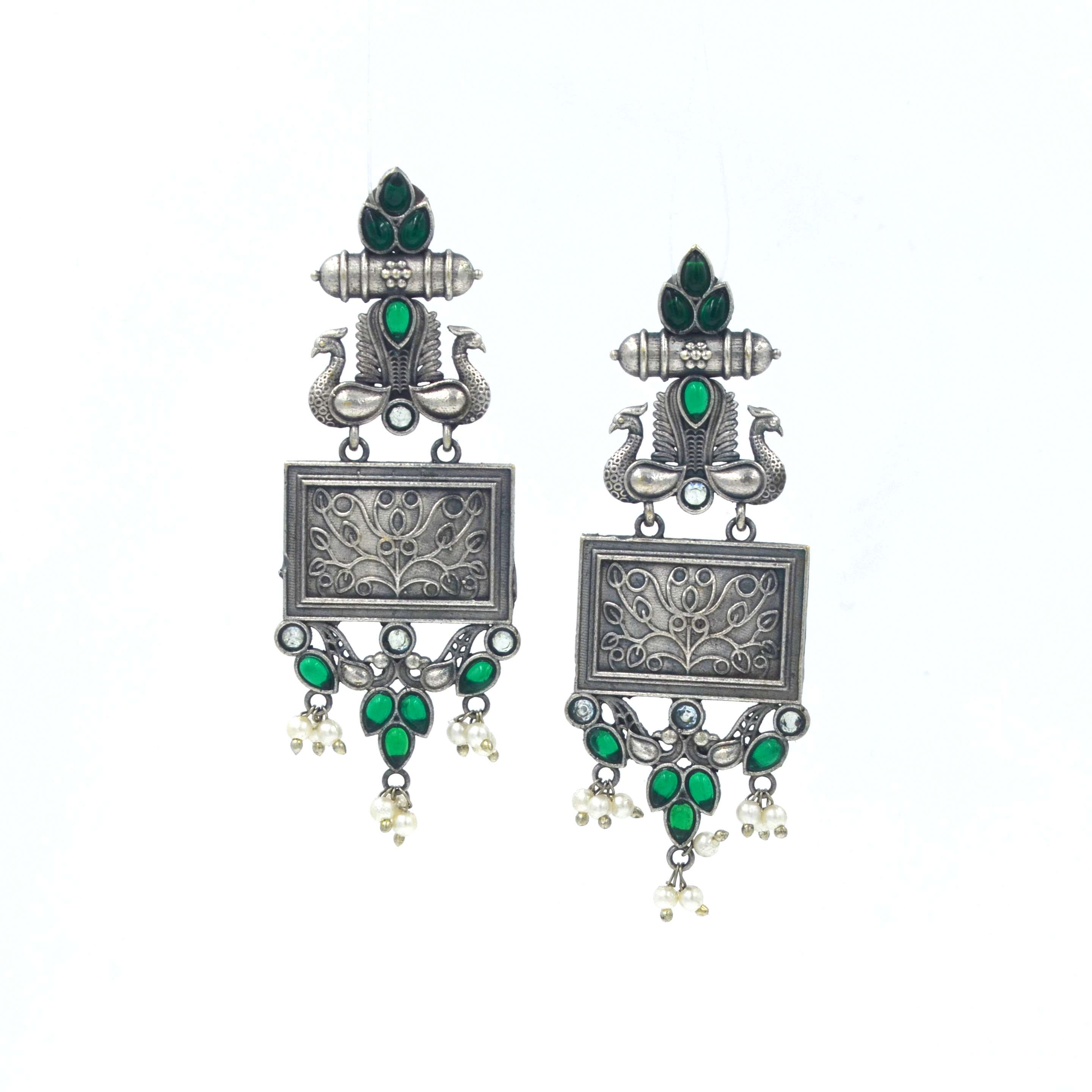 The Nila Silver Oxidized Antique Danglers