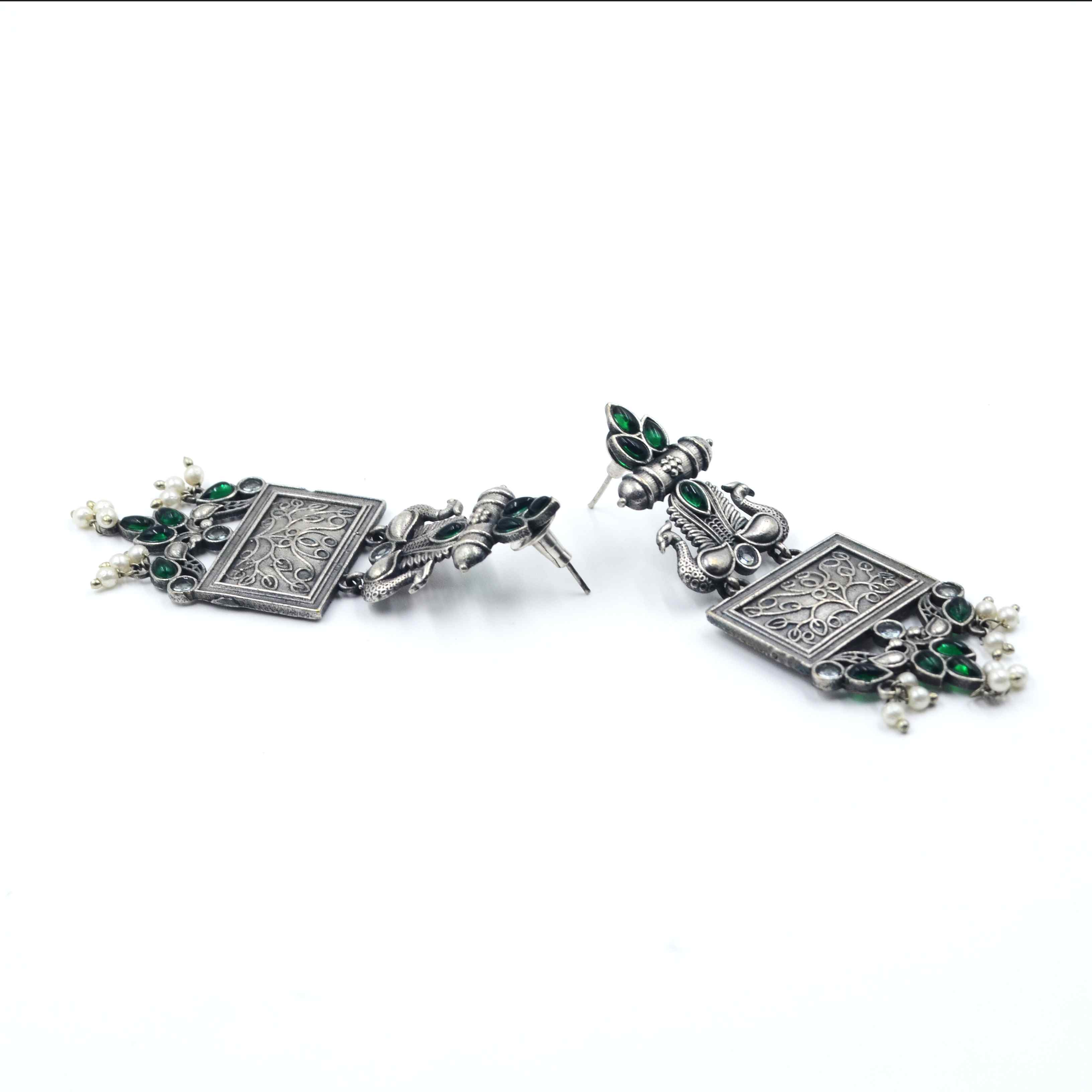 The Nila Silver Oxidized Antique Danglers